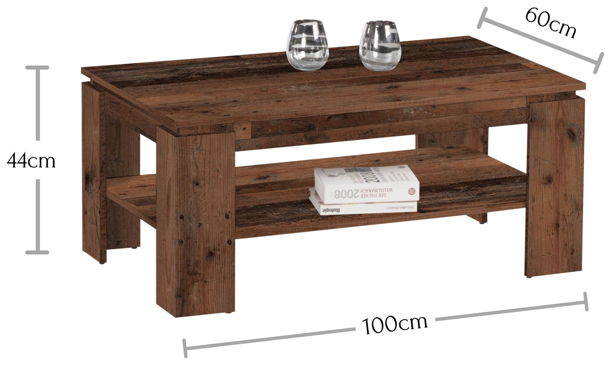 Bega Consult Couchtisch Couchtisch HARRISON 100 x 60 cm mit Schublade in Old Wood Vintage