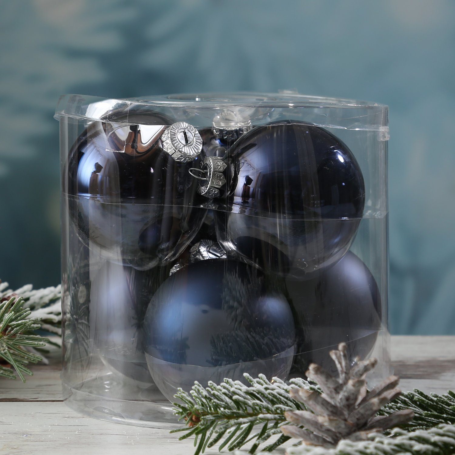 MARELIDA Weihnachtsbaumkugel Christbaumkugel Weihnachtskugel matt glänzend D: (6 St) 6St Glas blau 8cm