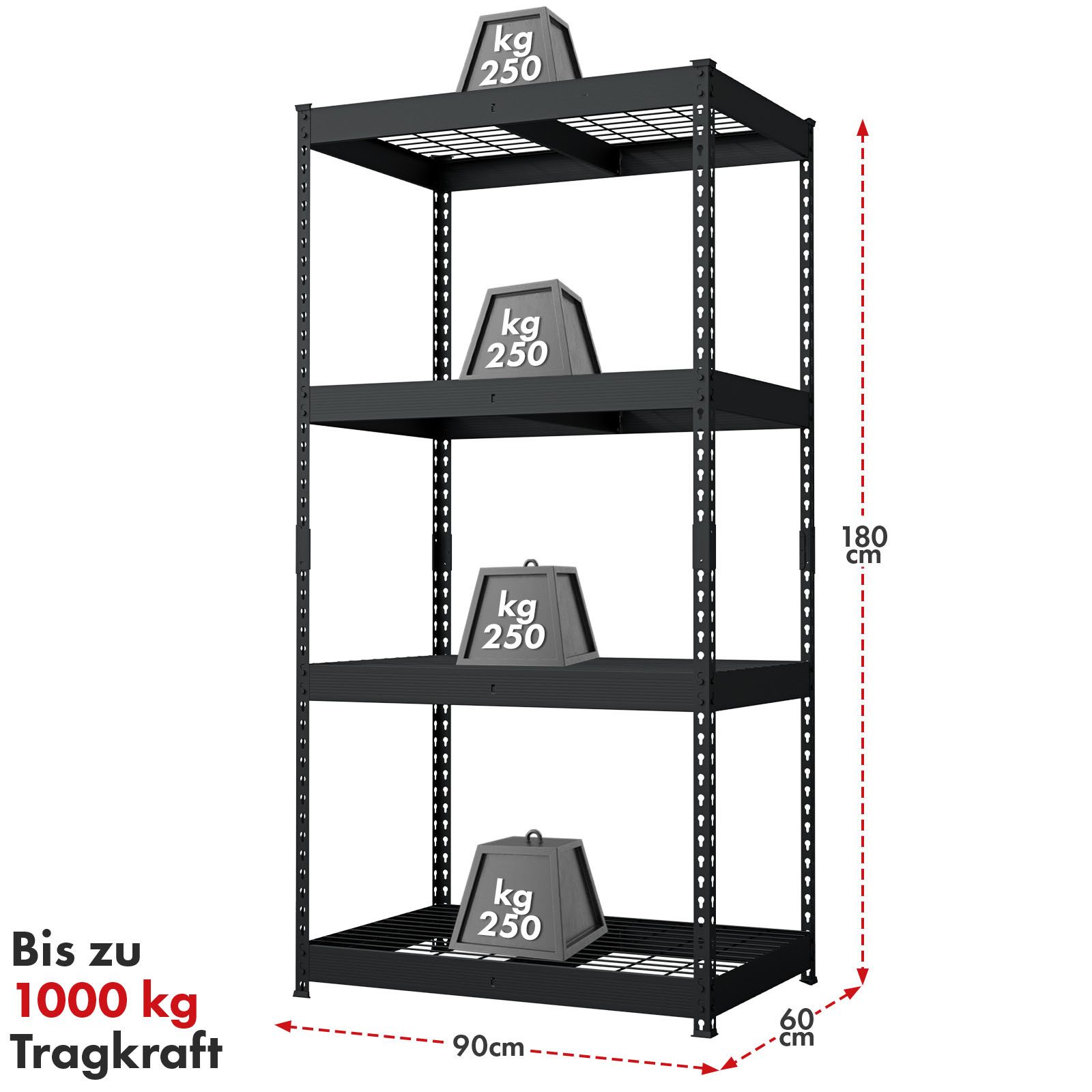 Floordirekt Schwerlastregal Yukon Rivet aus Stahl, belastbar bis zu 1400 kg günstig online kaufen