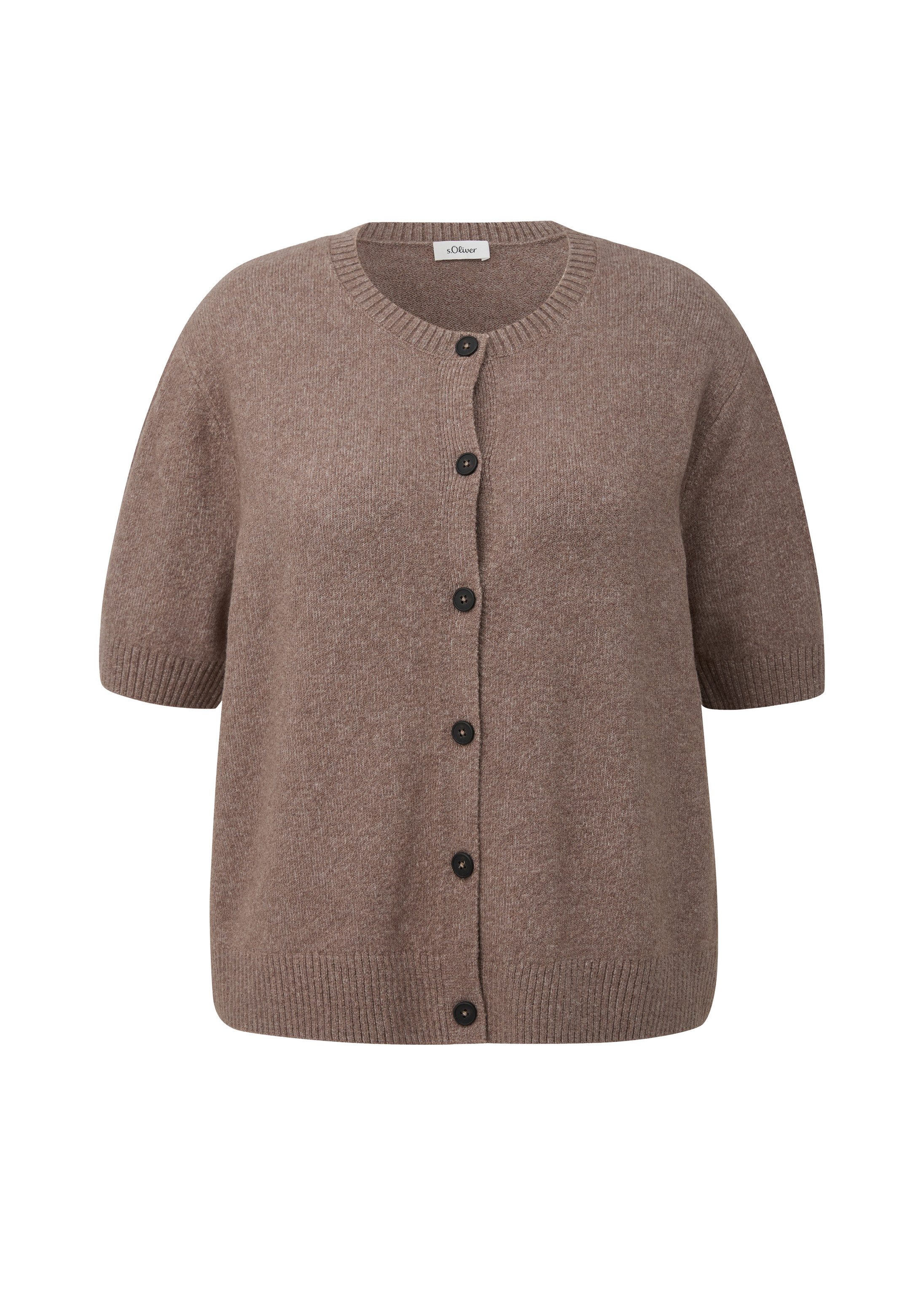 s.Oliver Cardigan Strickjacke Kurzarm-Cardigan aus Baumwollmix