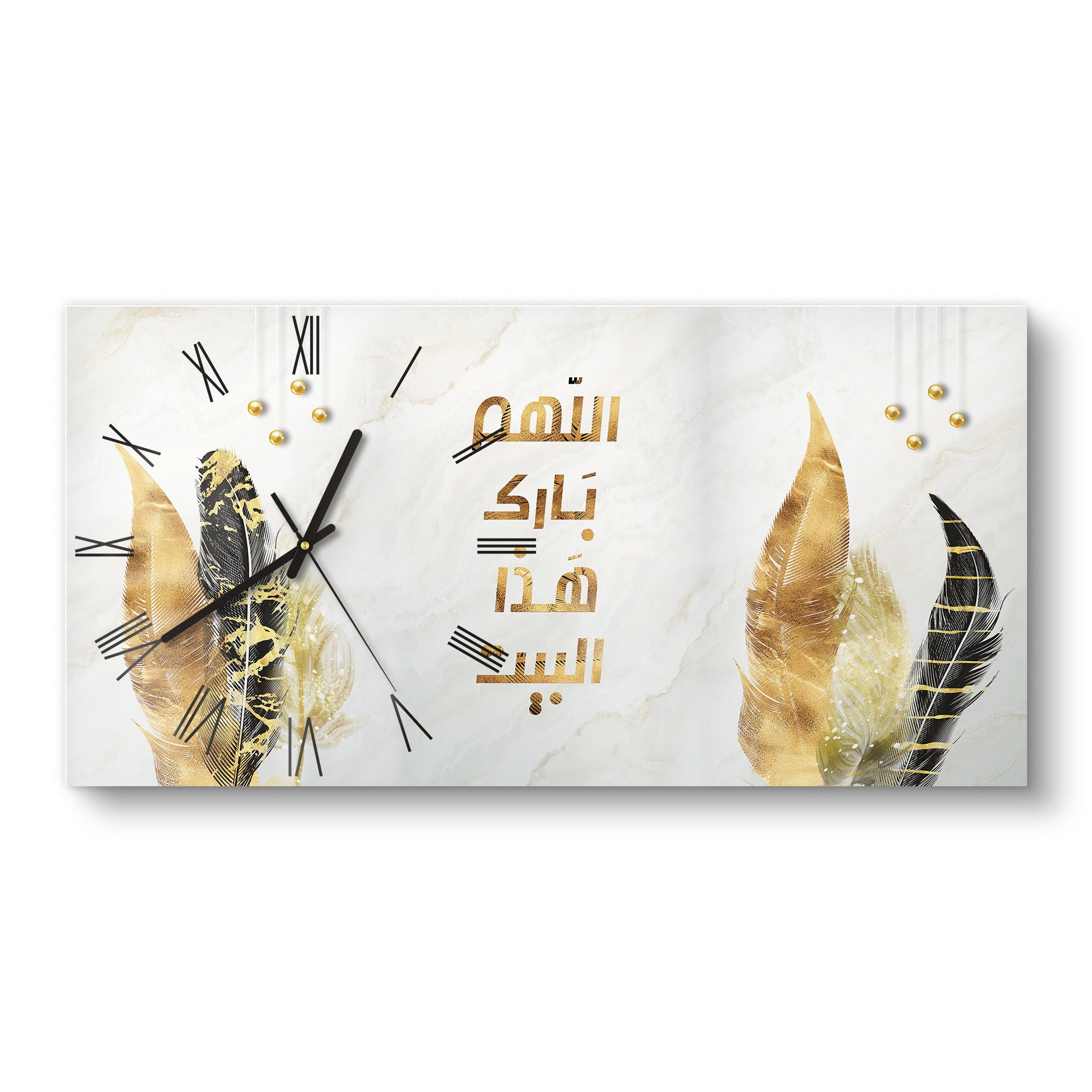 DEQORI Wanduhr 'Goldener Heimsegen' (Glas Glasuhr modern Wand Uhr Design Kü günstig online kaufen