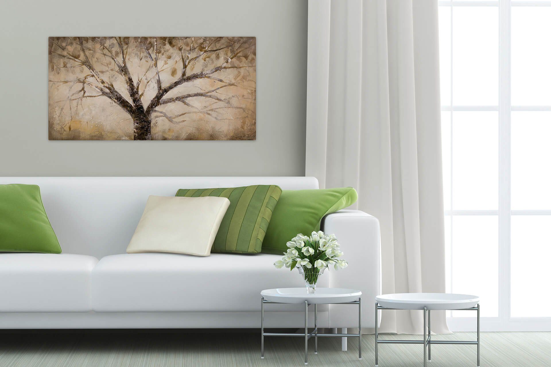 KUNSTLOFT Gemälde Der weise 120x60 Wohnzimmer cm, 100% HANDGEMALT Leinwandbild Wandbild Baum