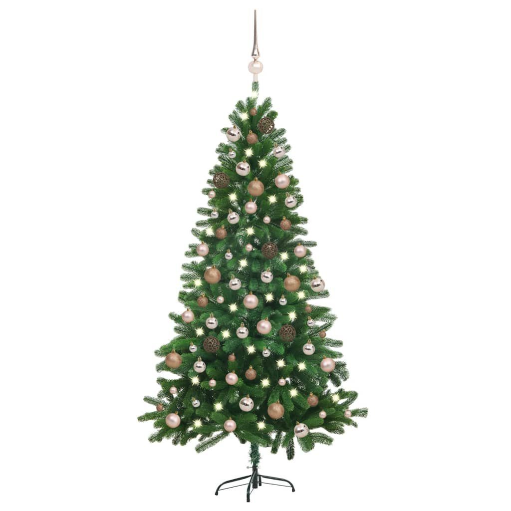 vidaXL Künstlicher Weihnachtsbaum Künstlicher Weihnachtsbaum mit Beleuchtung & Kugeln 180 cm Grün Rose | Künstliche Weihnachtsbäume