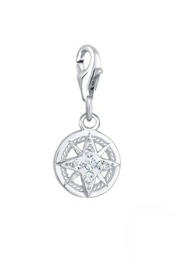 Nenalina Charm-Einhänger Kompass Maritim Kristalle 925 Silber, Kompass