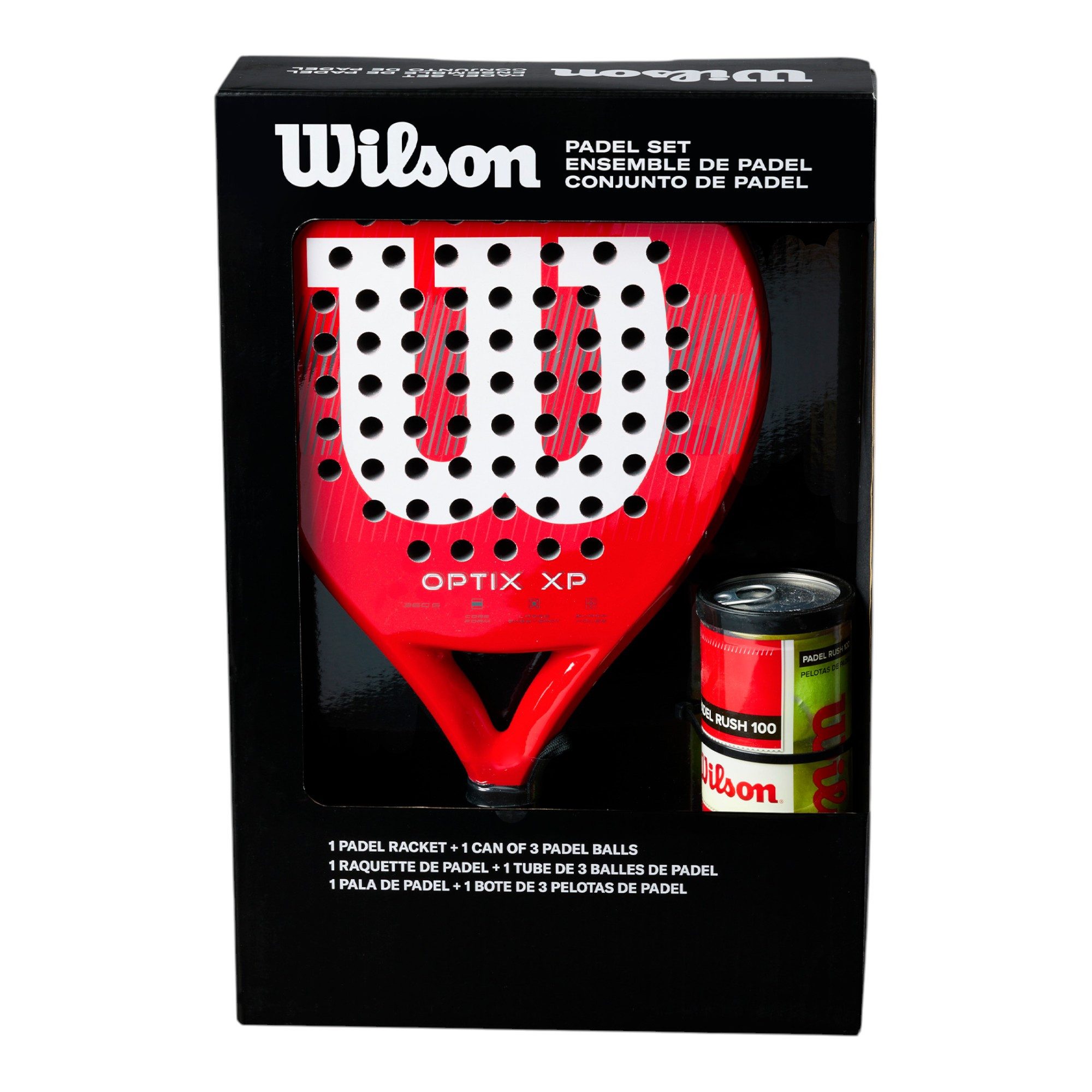 Wilson Padelschläger Optix XP 360g/Rund + Padelbälle 3er