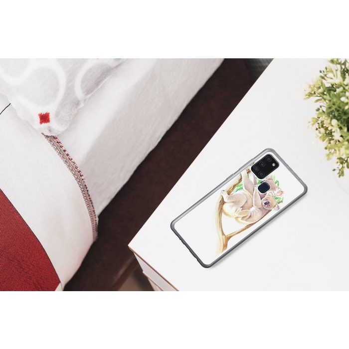 MuchoWow Handyhülle Koala - Zweig - Aquarell Handyhülle Samsung Galaxy A21s Smartphone-Bumper Print Handy