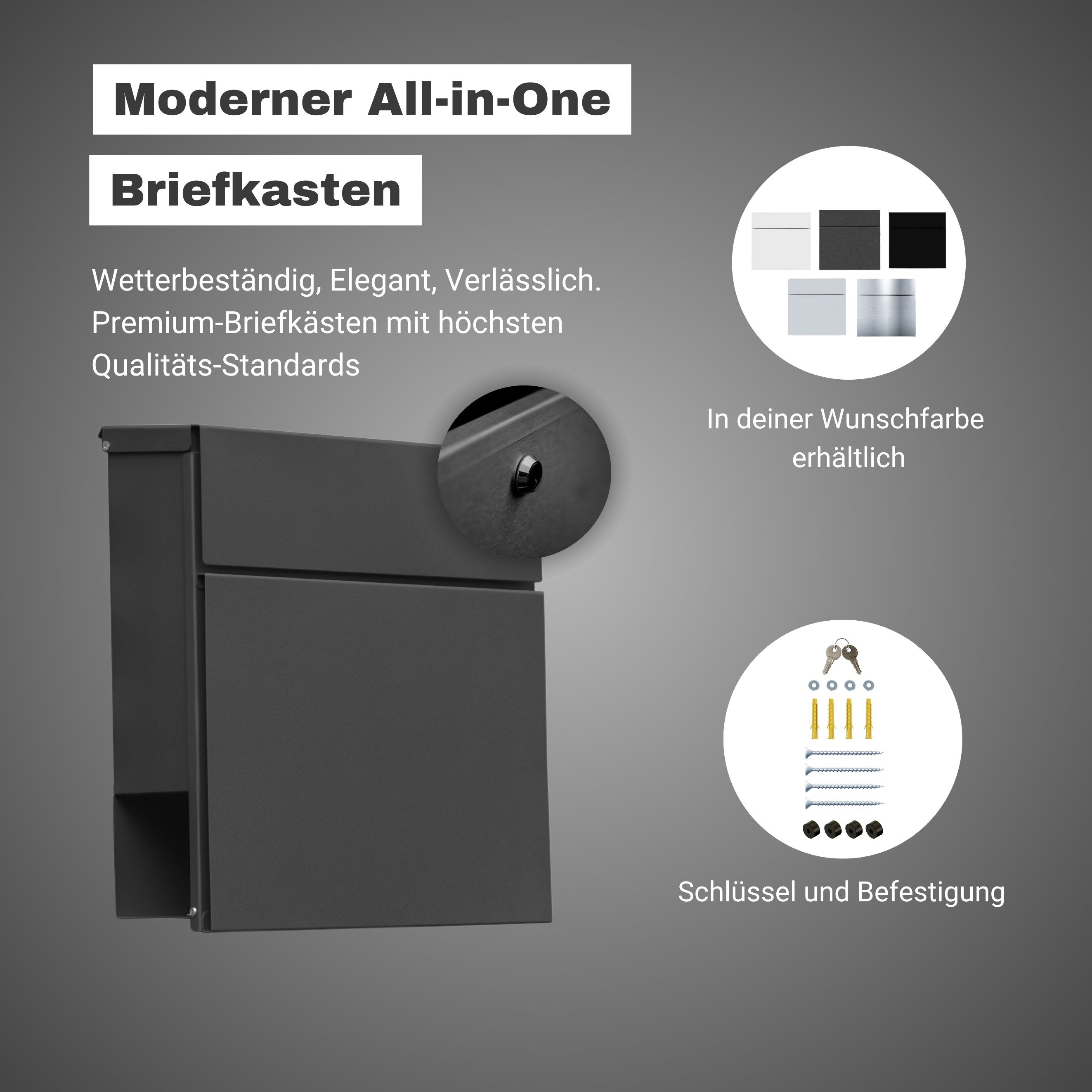 Radius Briefkasten Design Wandbriefkasten Letterman 6 anthrazit (RAL7016), günstig online kaufen