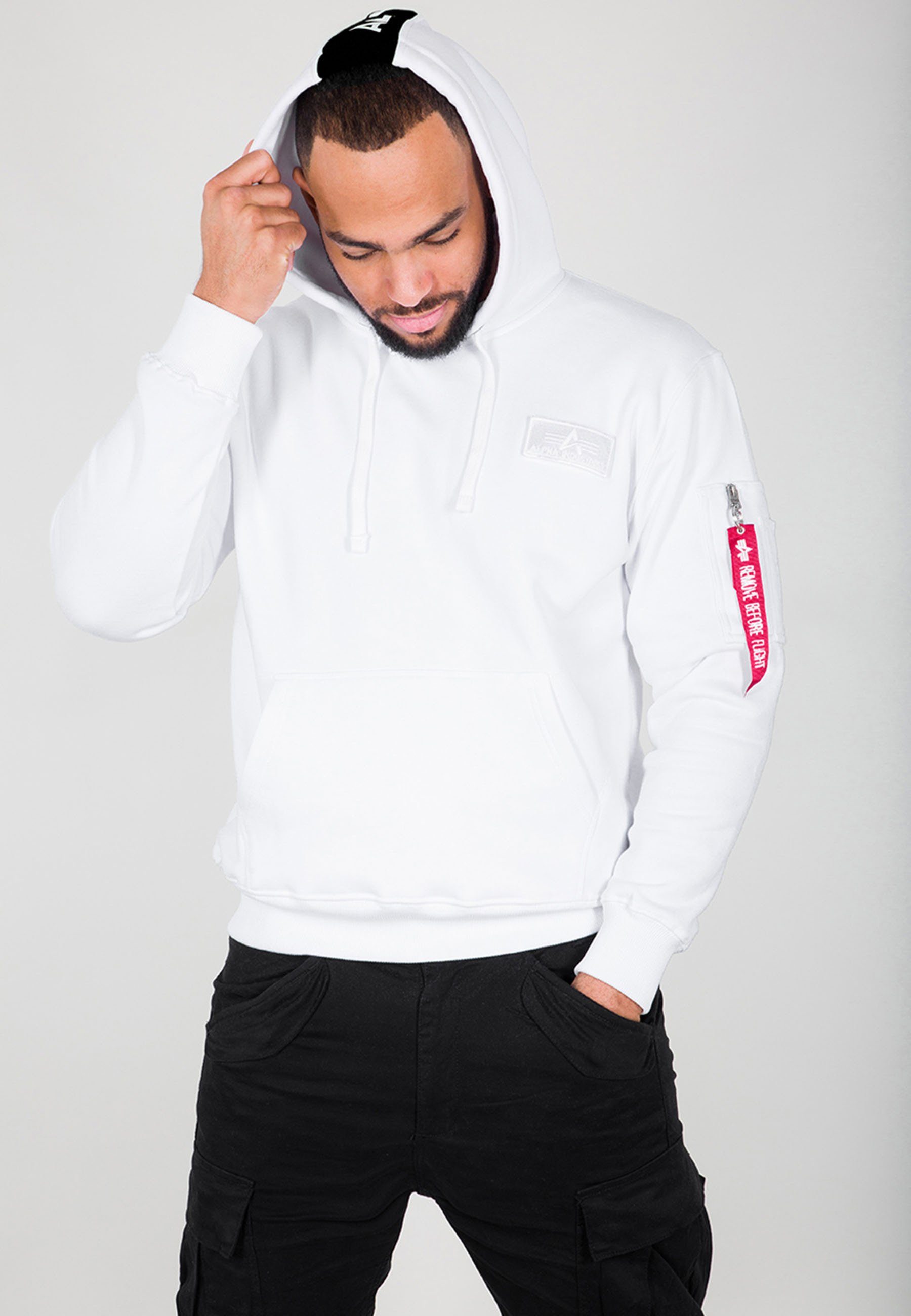 Alpha Industries Hoodie Alpha Industries Men - Hoodies Red Stripe Hoody white | 