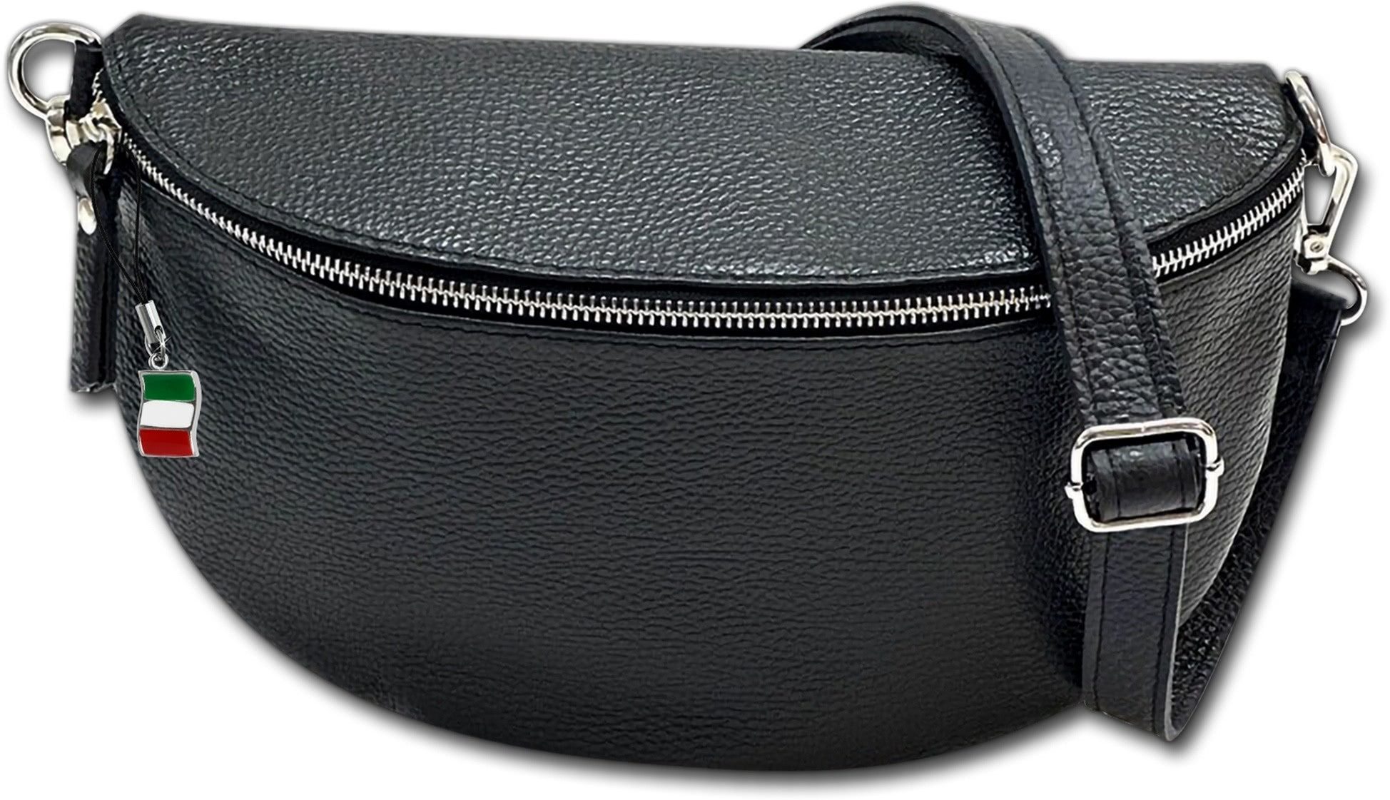 FLORENCE Gürteltasche Florence Echtleder Bauchtasche groß (Gürteltasche, Gürteltasche), Damen Tasche Echtes Leder schwarz, Made-In Italy