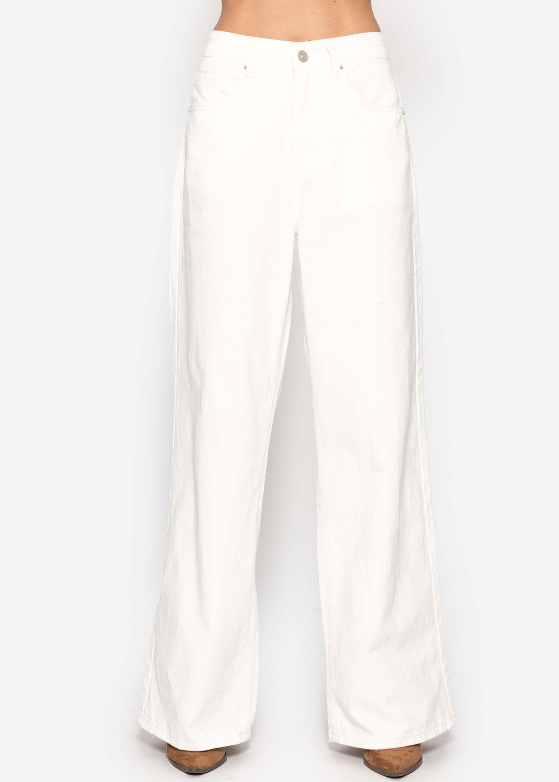 SASSYCLASSY 5-Pocket-Jeans Wide Leg Jeans mit hohem Bund für Damen