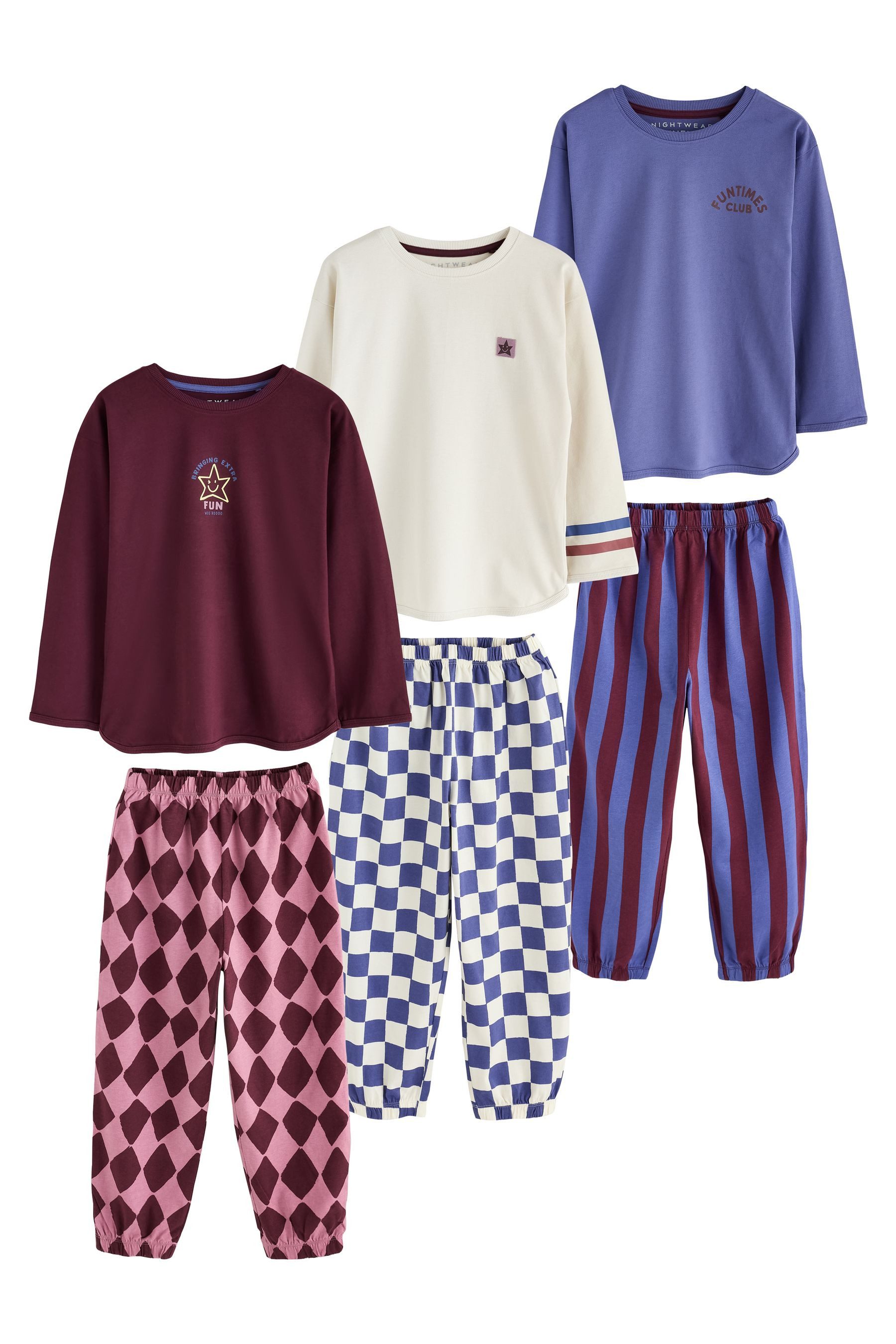 Next Pyjama Oversized Fit Schlafanzüge, 3er Pack (6 tlg)