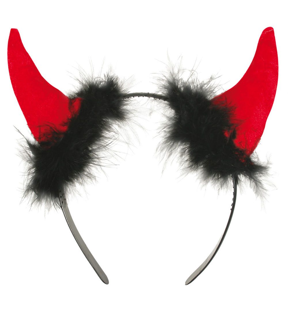 Teufel-Kostüm Haarreif Teufelshörner Teufel Haarreif Rot Schwarz Karneval Fasching