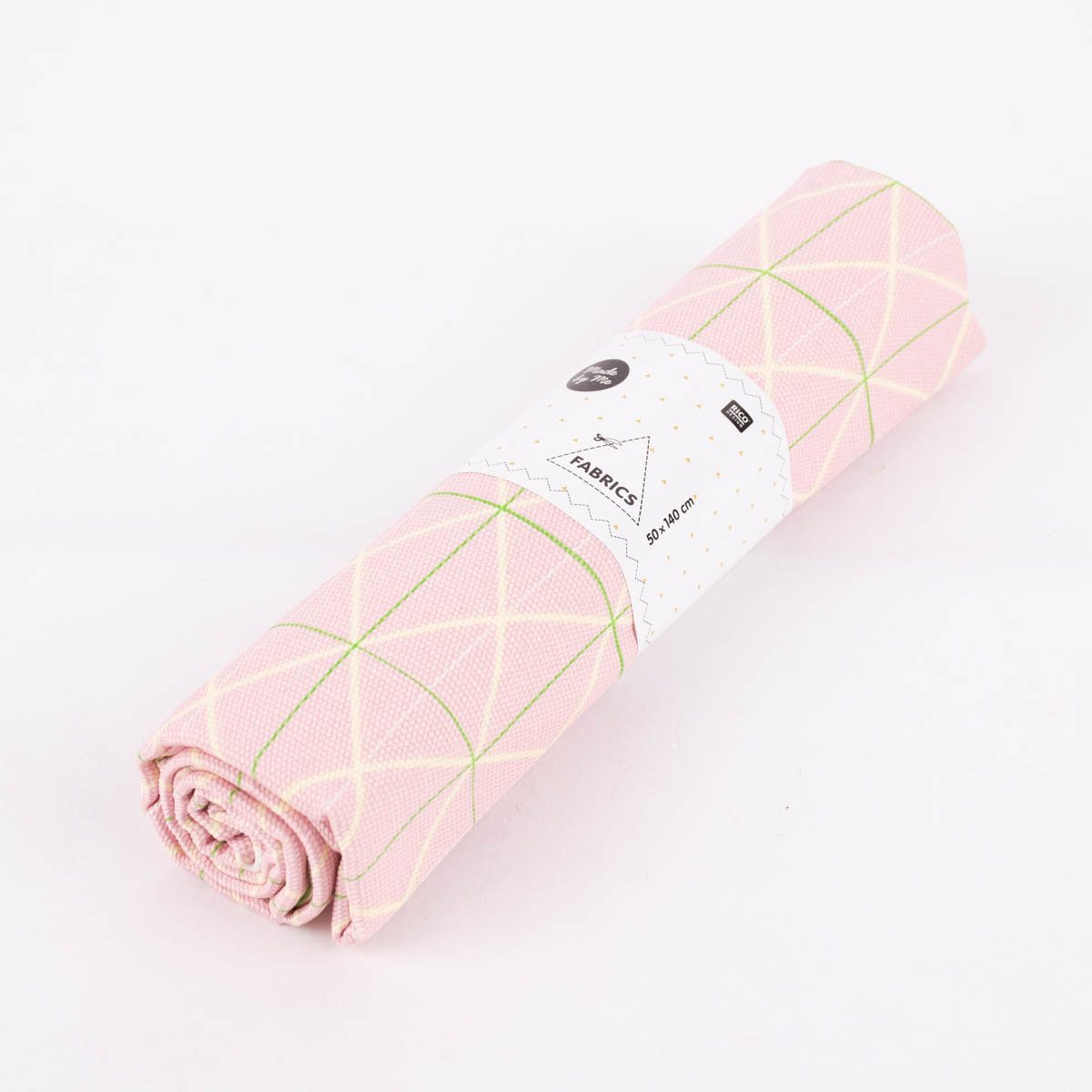 Rico Design Stoff Rico Design Canvas Baumwollstoff Raster geom. Linien rosa neongrün ge