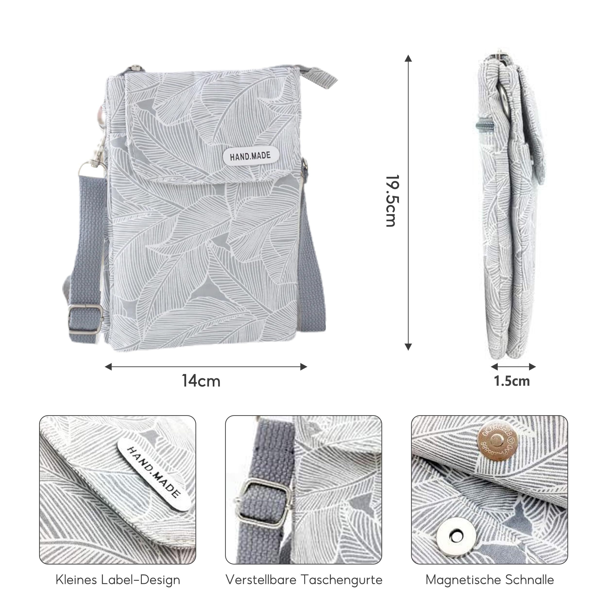 FOUORTUNATE-BEE Handytasche Umhängetasche Damen mit abnehmbaren Umhängeriemen (multifunktionale Handy Tasche für Alltag, Schule und Einkauf)