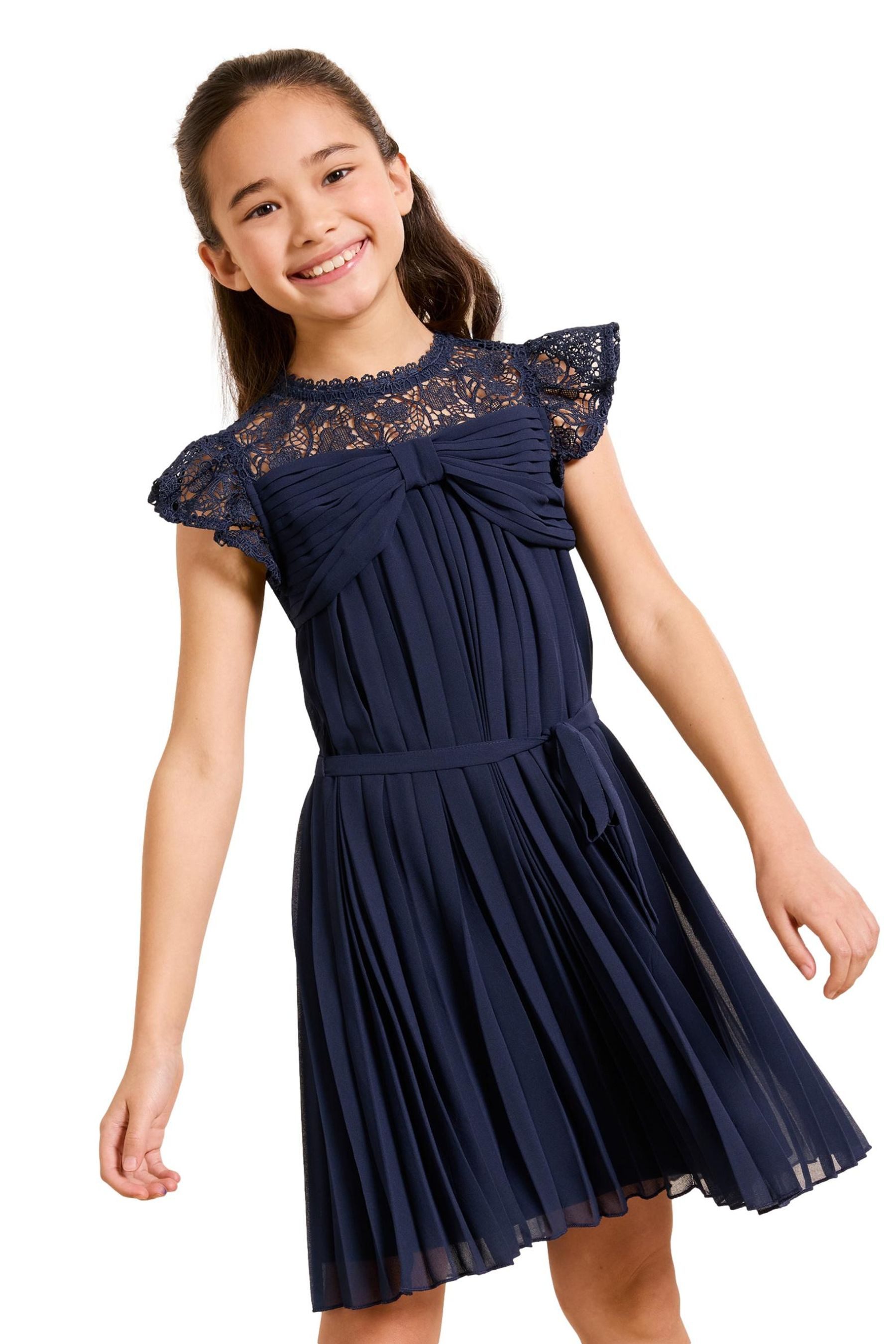 LIPSY Partykleid Lipsy festliches plissiertes Kleid mit Schleife (2-tlg)