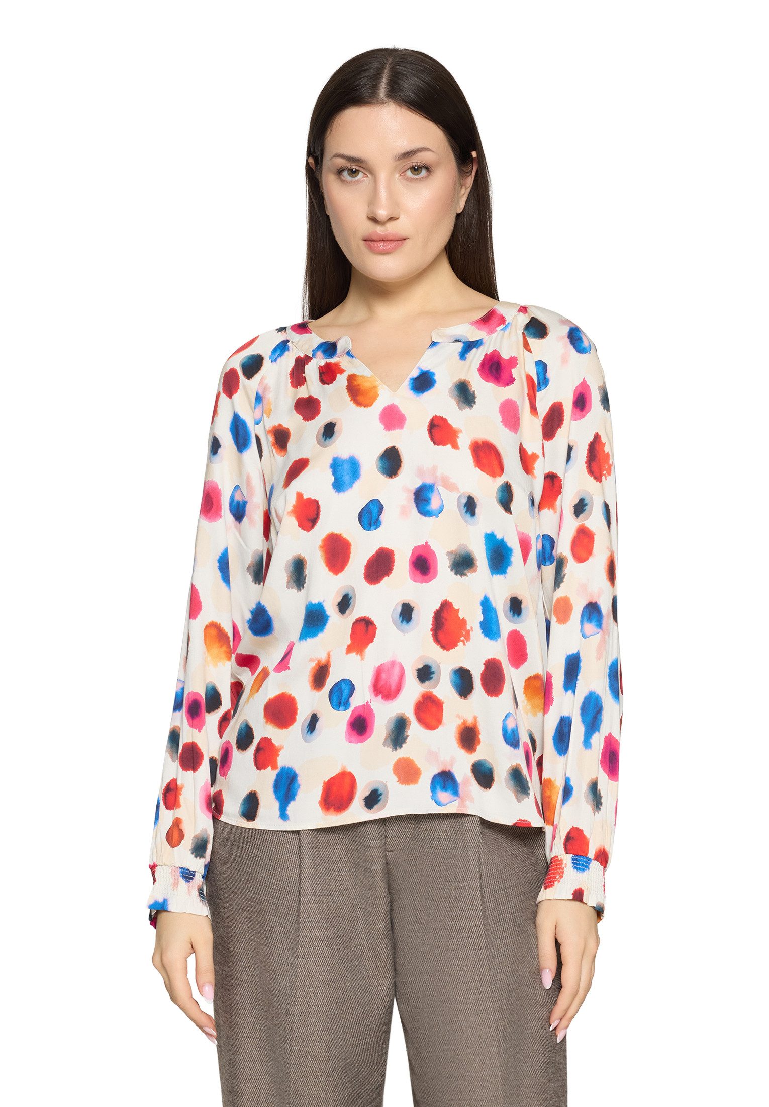 Cartoon Schlupfbluse Damen mit Raffung