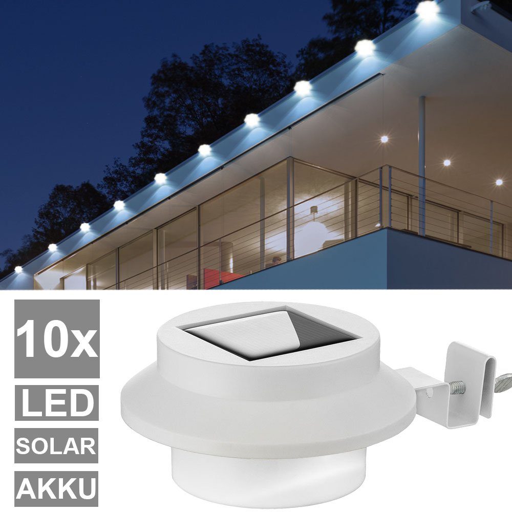 AußenWandleuchte, 10er Set LED Solar Lampen Dachrinnen