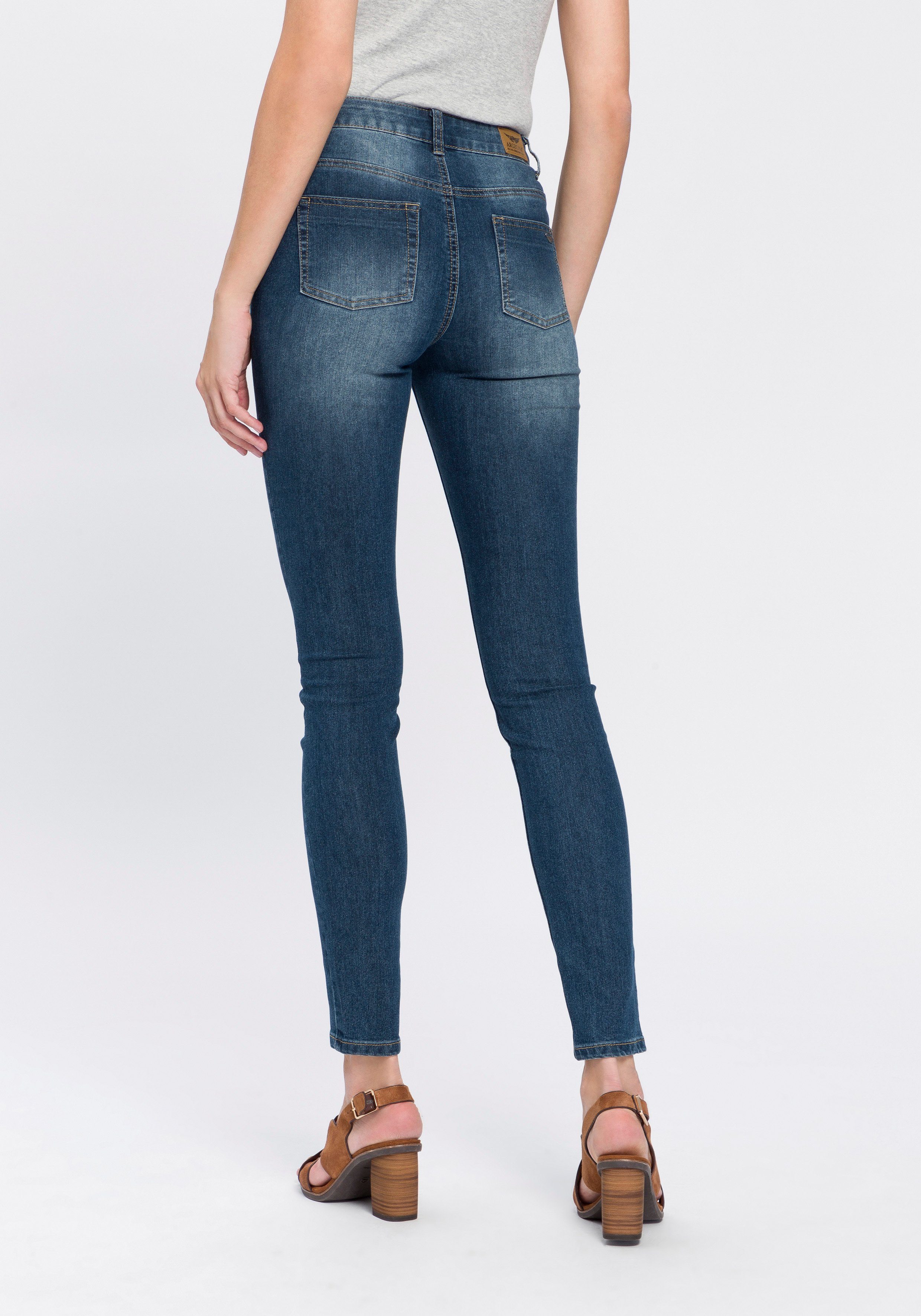 Arizona Skinny-fit-Jeans Shaping High dark-blue-used Waist
