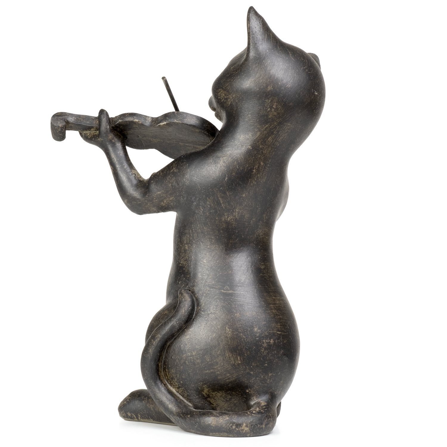 aus Katze Deko-Figur Dekofigur Figuren Polyresin Dekoration aus Polyresin schwarz Moritz Geige Dekofigur spielt Dekoelement Musikinstrument,