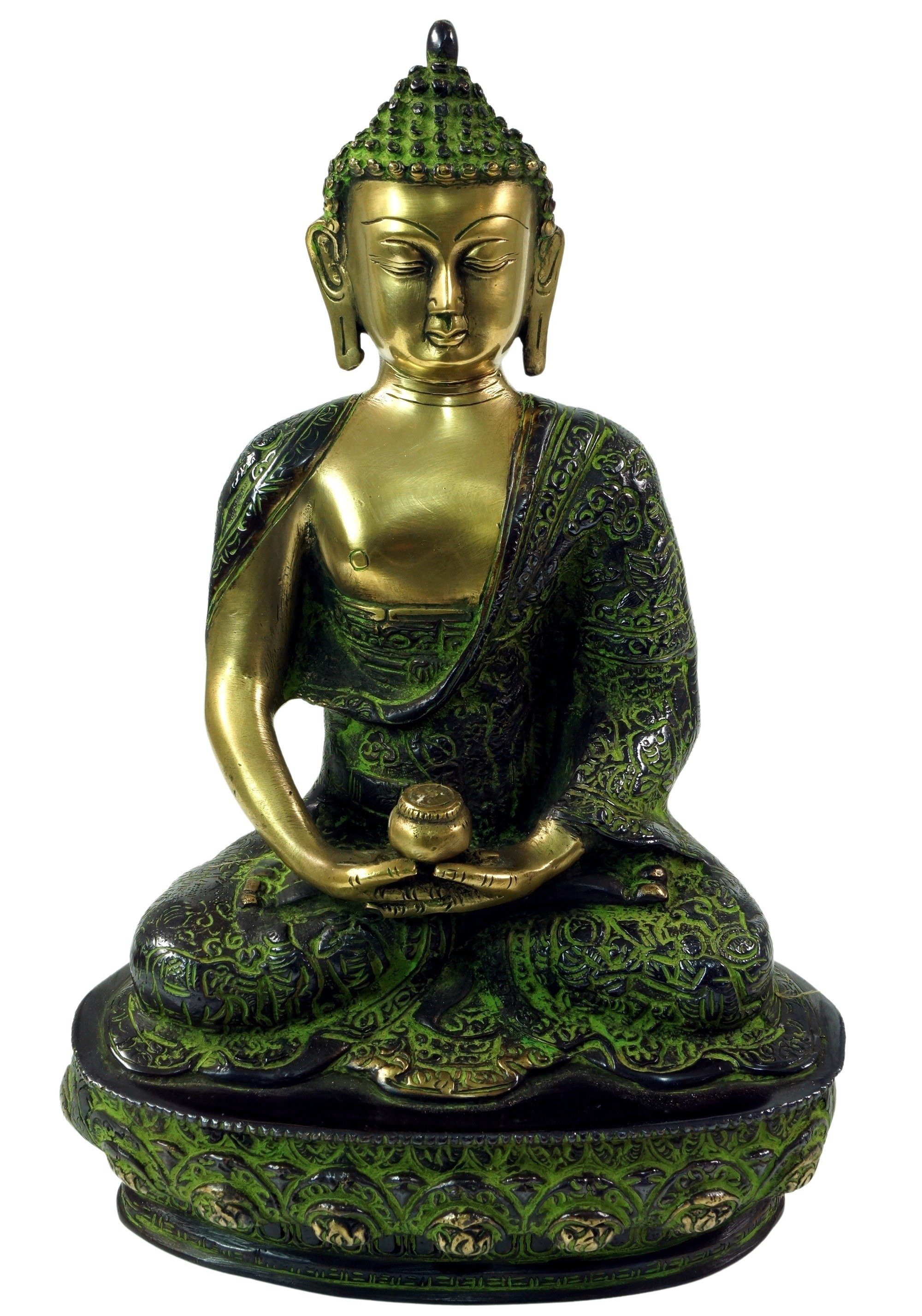 Guru-Shop Buddhafigur Buddha Statue aus Messing Dhyana Mudra - 31 cm..