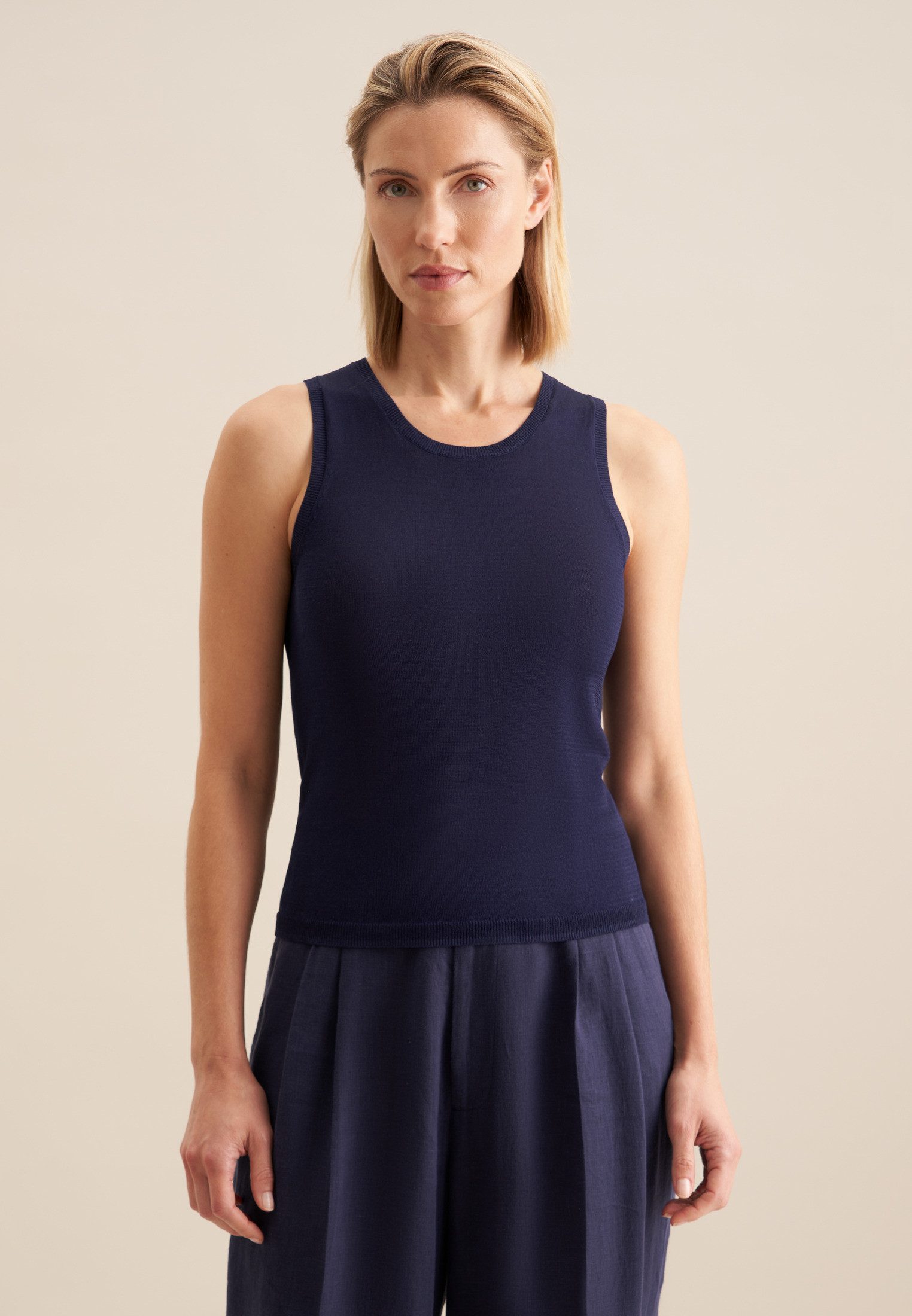 seidensticker Strickpullover Schwarze Rose Ohne Arm Rundhals