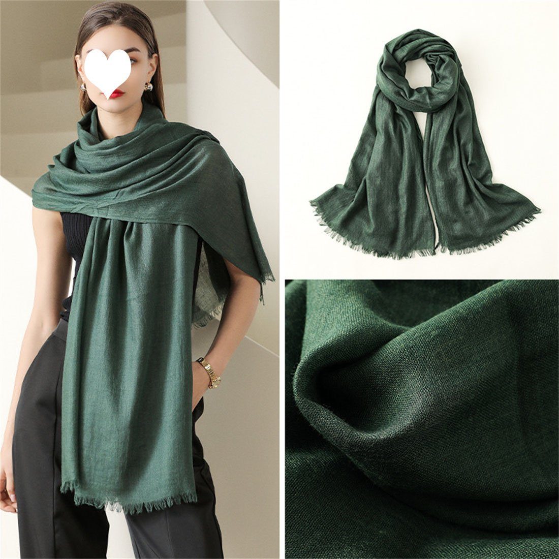 DÖRÖY Seidenschal Sommer Damen Sonnenschutz Seidenschal, modisch einfarbig Schal Schal grün