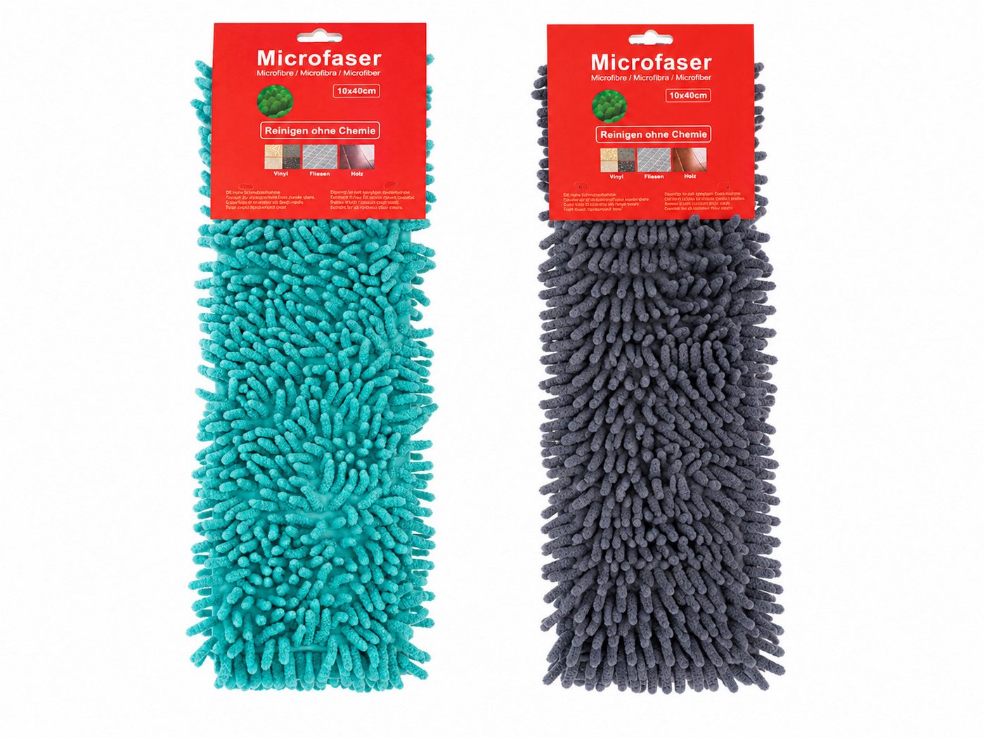 HH-Haushalt Reinigungs-Set Bodenwischer Ersatzbezug 2er Set (Türkis und Blau) 10x40cm alle Böden