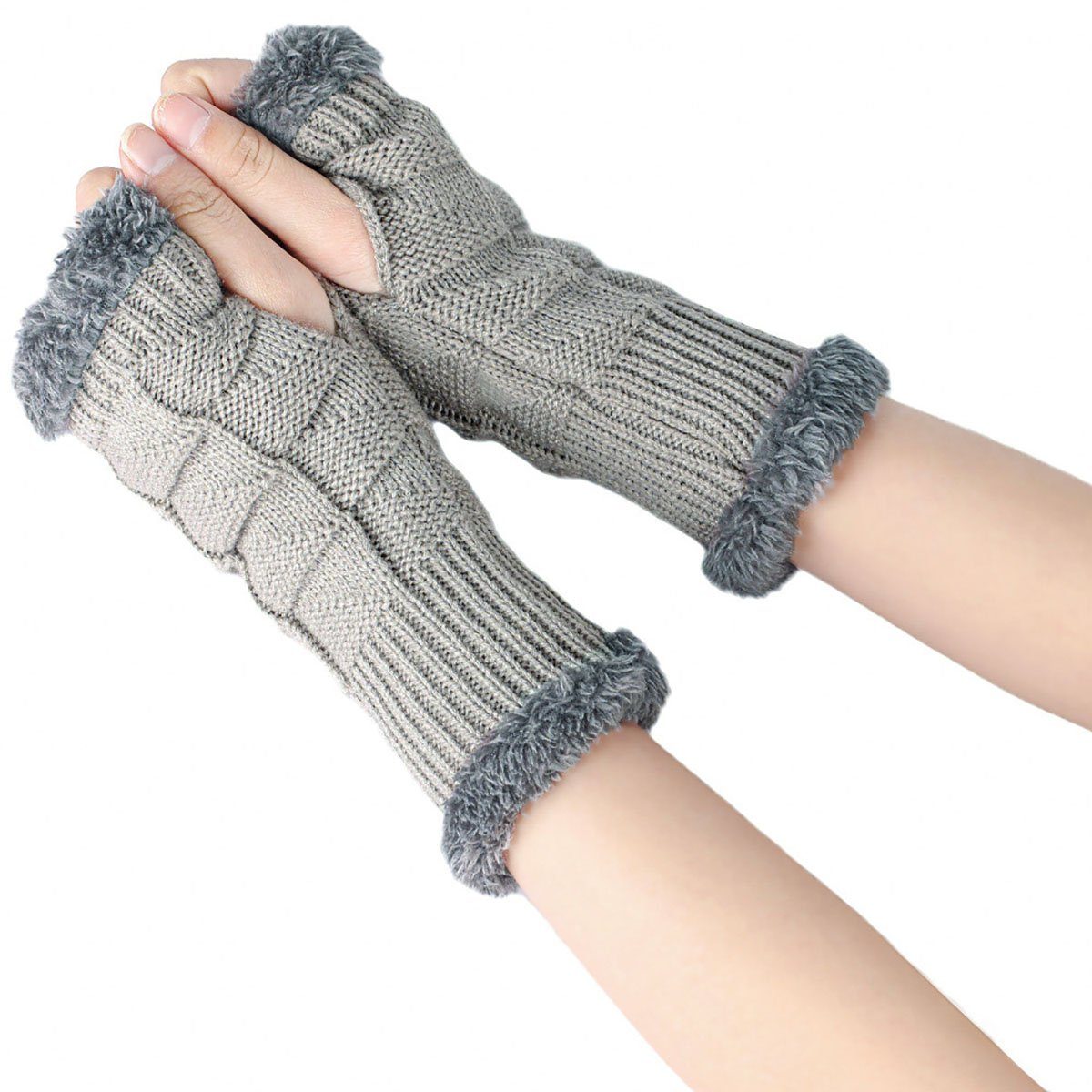 CTGtree Strickhandschuhe 3 Warme Fingerlose Handschuhe winter Damen Parr