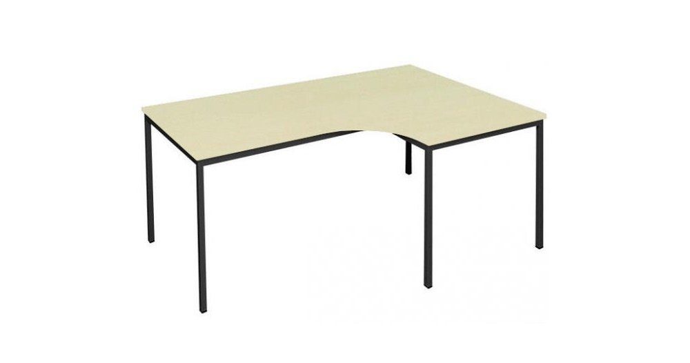Steelboxx Eckschreibtisch Freiformtisch, Winkel rechts, 750 x 2000 x 800/1200 x 800 mm (Komplett-Set, 1-St), Qualität und Sicherheit Gestell: RAL 9005 Tiefschwarz/ Tischplatte: Ahorn-Dekor | Schwarz | ;