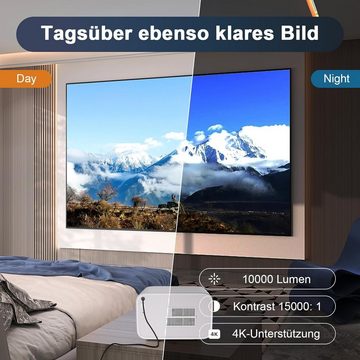 HIPPUS Elektrischer Fokus/Trapezkorrektur Smart Beamer 4K Mini Android Portabler Projektor (300 lm, 1920*1080P px, WiFi 6 Bluetooth Video Minibeamer kompatibel mit Smartphone/Fire SticK)