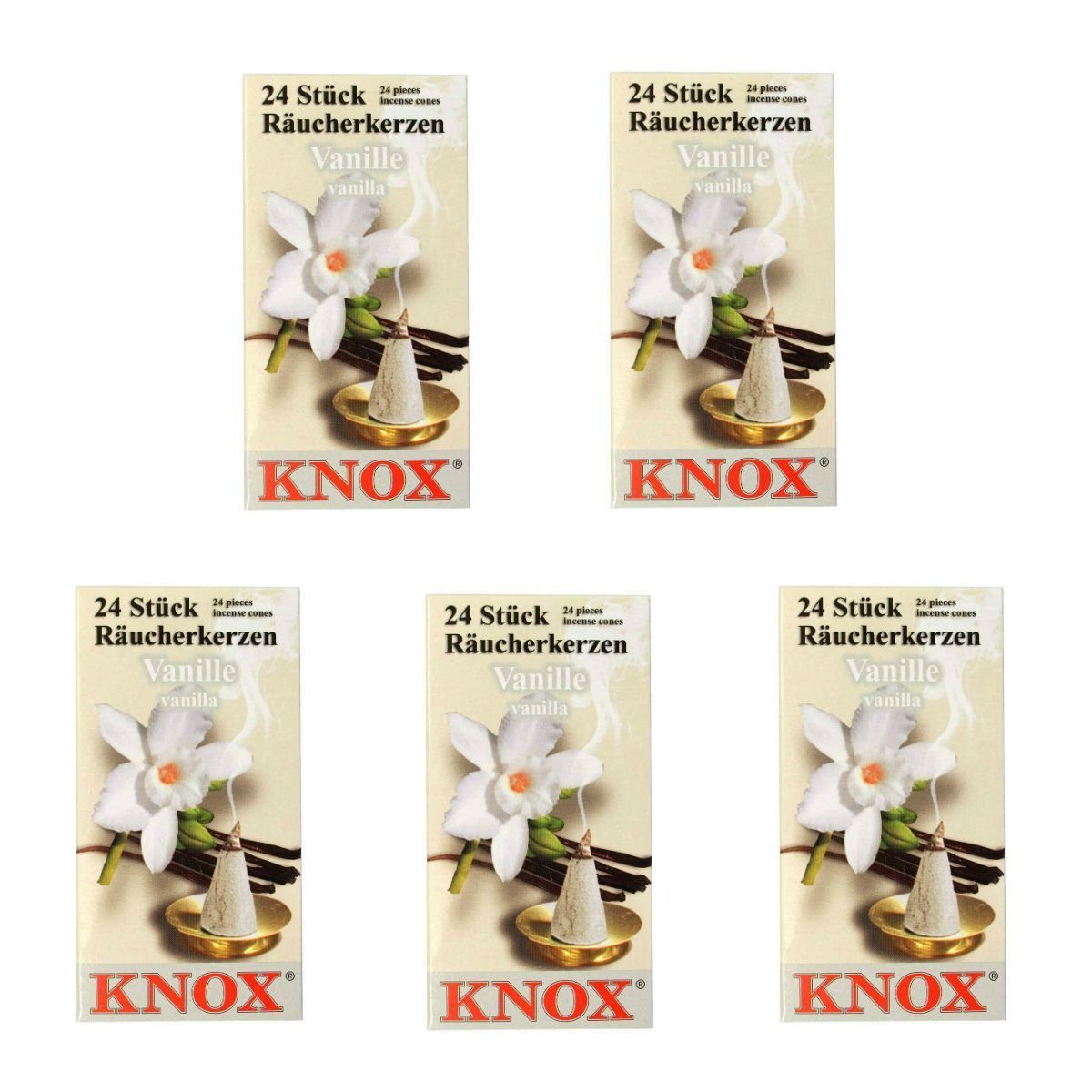KNOX Räuchermännchen 5 Päckchen Räucherkerzen- Vanille - 24er Packung | Räuchermännchen