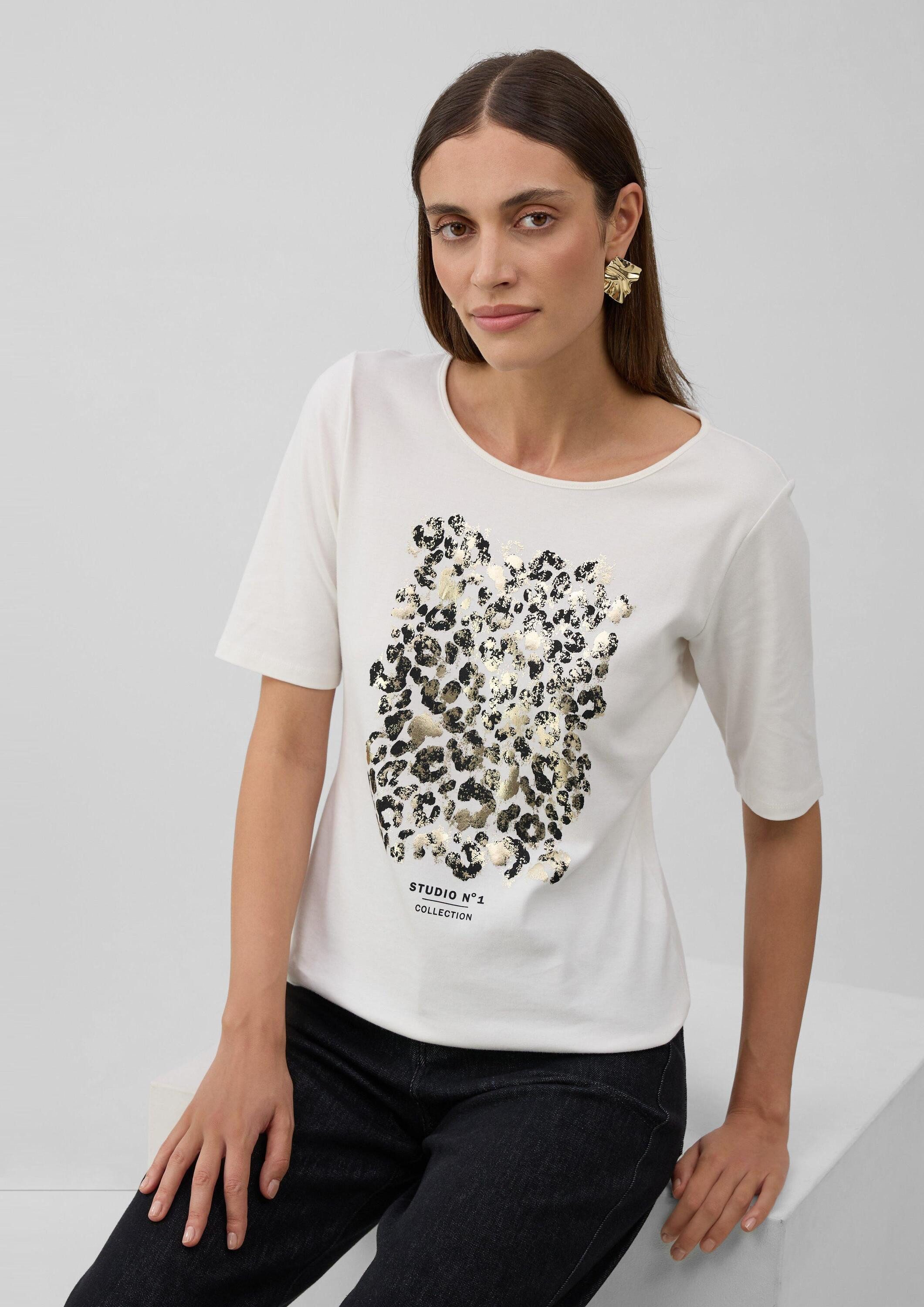 s.Oliver Kurzarmshirt T-Shirt T-Shirt mit halblangem Arm und Leo-Frontprint günstig online kaufen