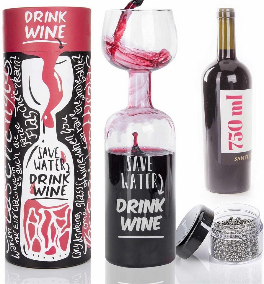 Dimono Rotweinglas XXL Rotweinglas–750ml Weinglas-Set für Abendessen, Partys & Geschenke, Glas, Weinflaschen Glas 750 ml mit Reinigungskugeln
