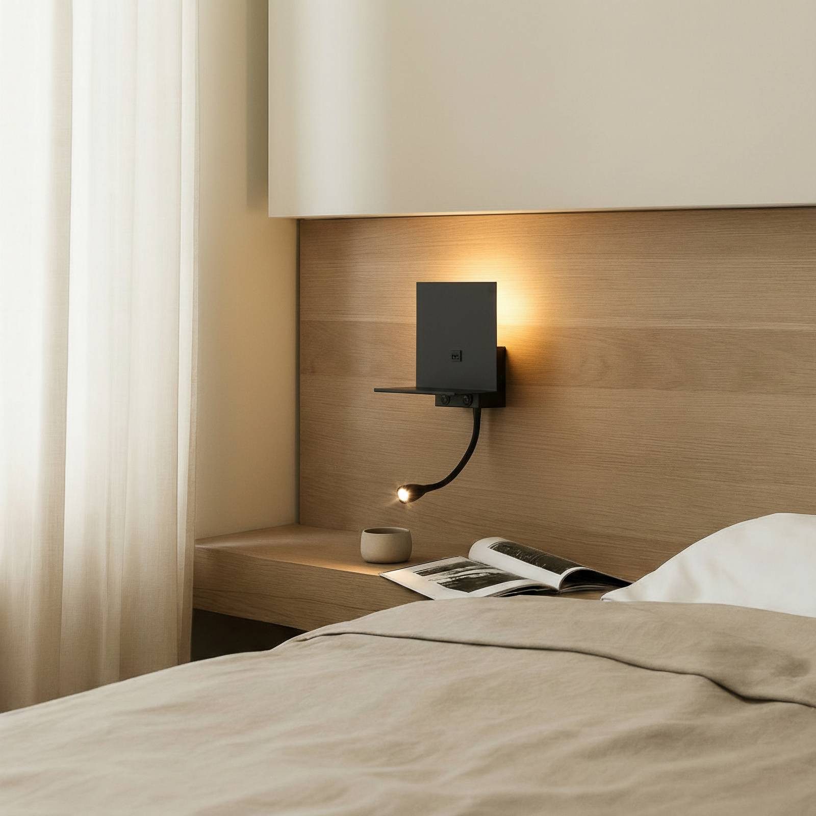 Lindby Wandleuchte Thorid, LED, Metall, Schwarz warmweiß IP20, 1 x 8 W G9 exkl. + 1 W LED inkl., warmweiß