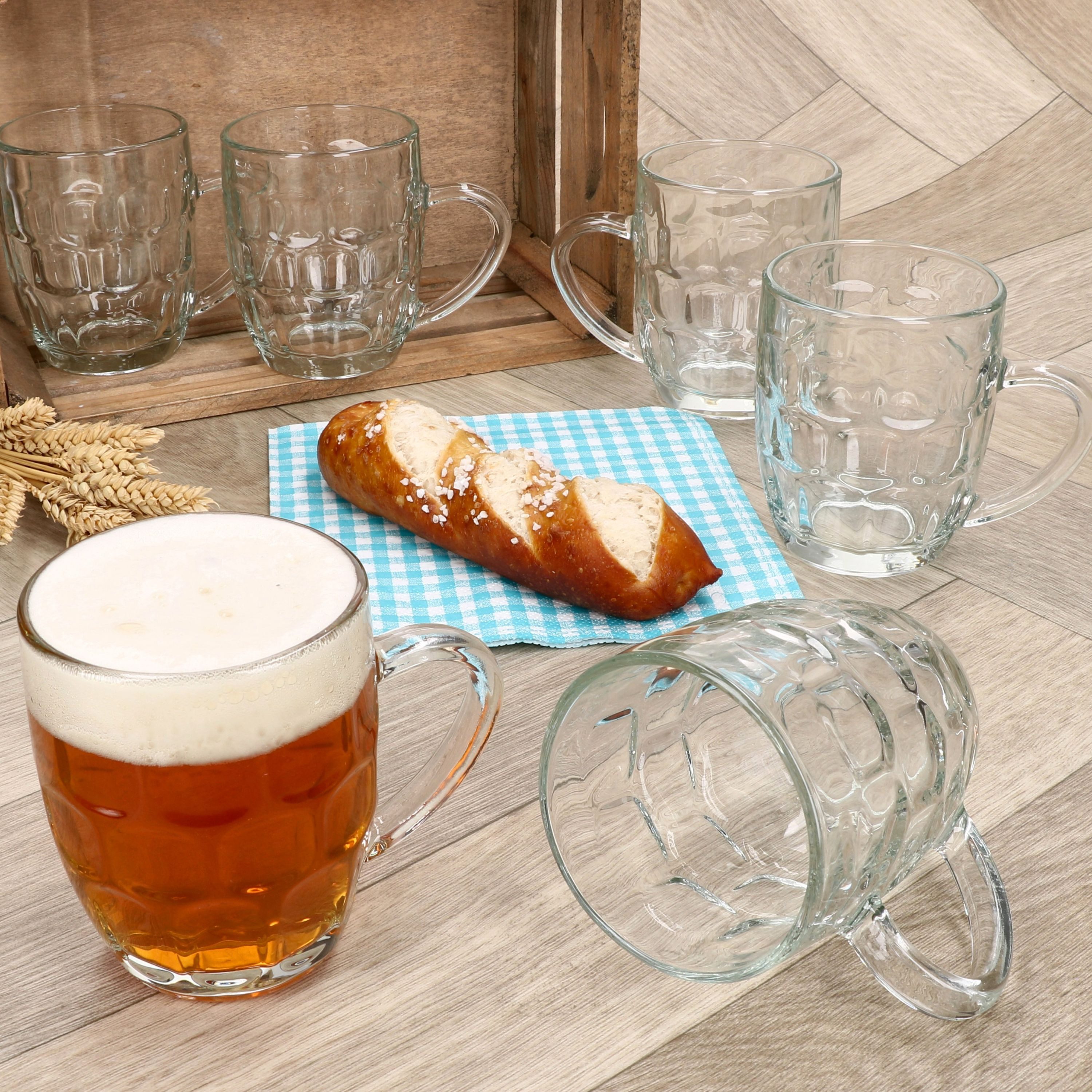 MamboCat Bierglas MamboCat 6er Set Dijon Bierkrug Glas mit Henkel & Relief 0,2L Party, Glas – Bild 3 von 5
