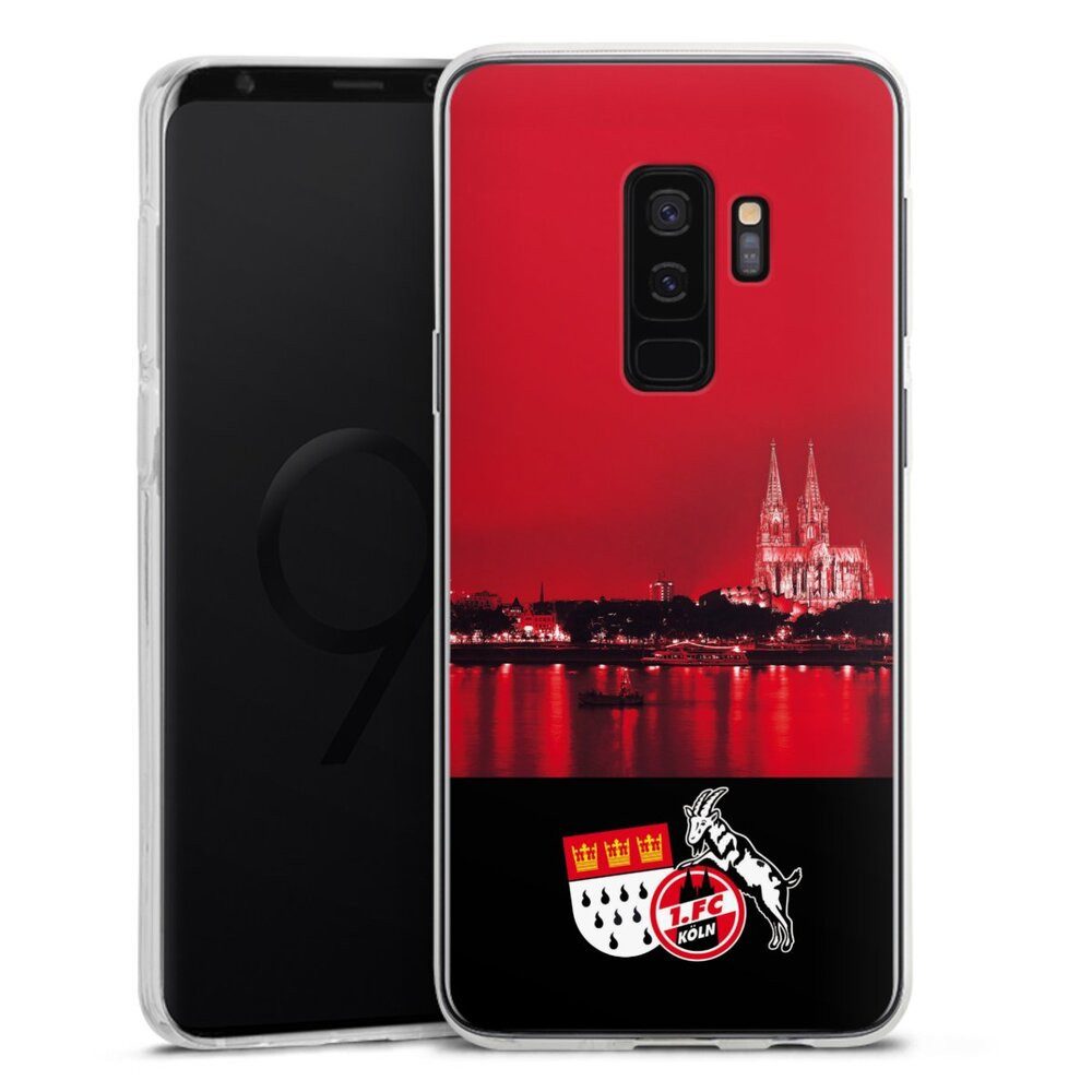 DeinDesign Handyhülle Skyline 1. FC Köln Offizielles Lizenzprodukt Skyline Köln Rot, Samsung Galaxy S9 Plus Silikon Hülle Bumper Case Handy Schutzhülle