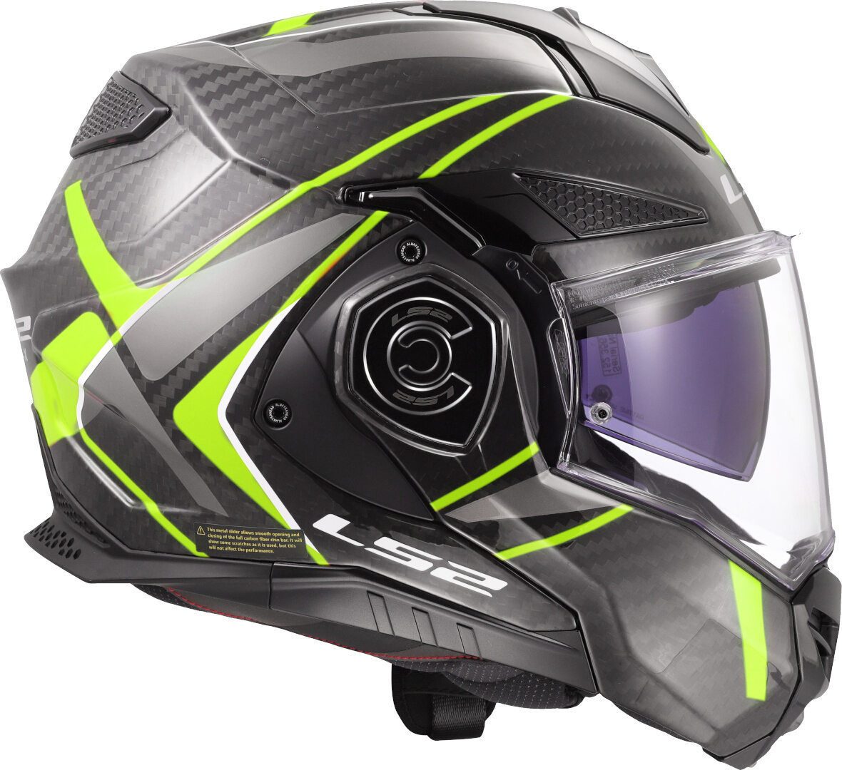 LS2 Motorradhelm FF901 Advant X Carbon Future II Klapphelm, vorbereitet für Kommunikationssystem,Notfallsystem-Polsterung (EQ