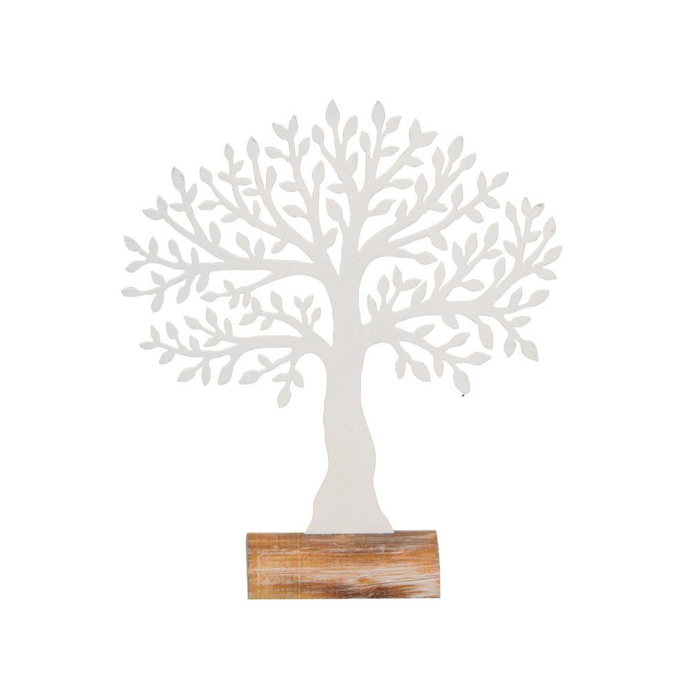 Posiwio Dekoobjekt Baum WHITE weiß aus Metall und Holz H25cm Dekobaum