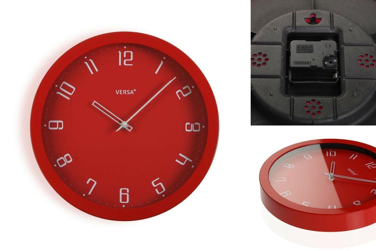 Bigbuy Uhr Wanduhr Rot Kunststoff 4,3 x 30 x 30 cm