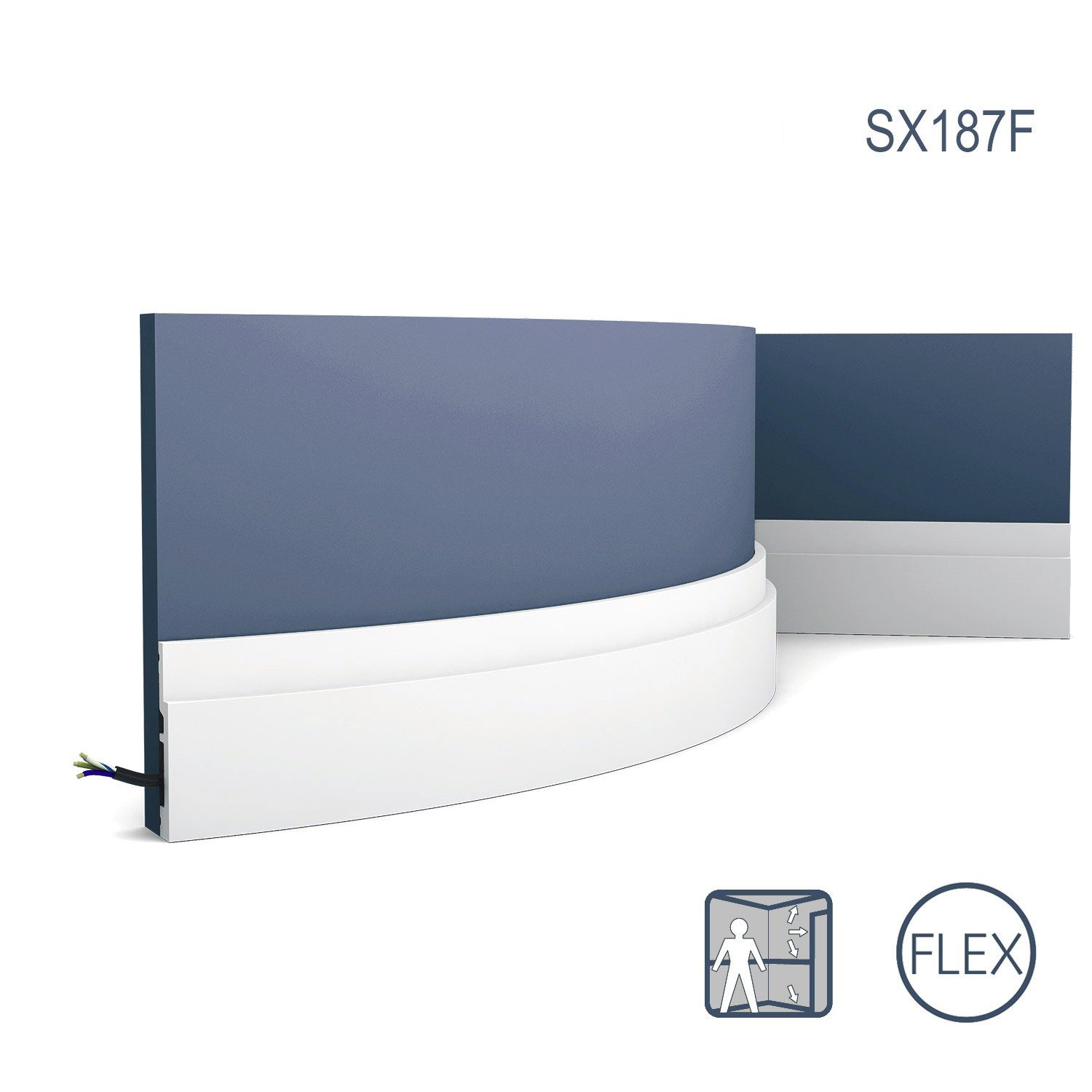 Orac Decor Flexprofil SX187F (Profilleiste, 1-St., Flexible Sockelleiste, Stuckleiste, Zierleiste, 2 m), weiß, vorgrundiert
