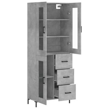 vidaXL Kleiderschrank Highboard Betongrau 69,5x34x180 cm Holzwerkstoff Glas Vitrine