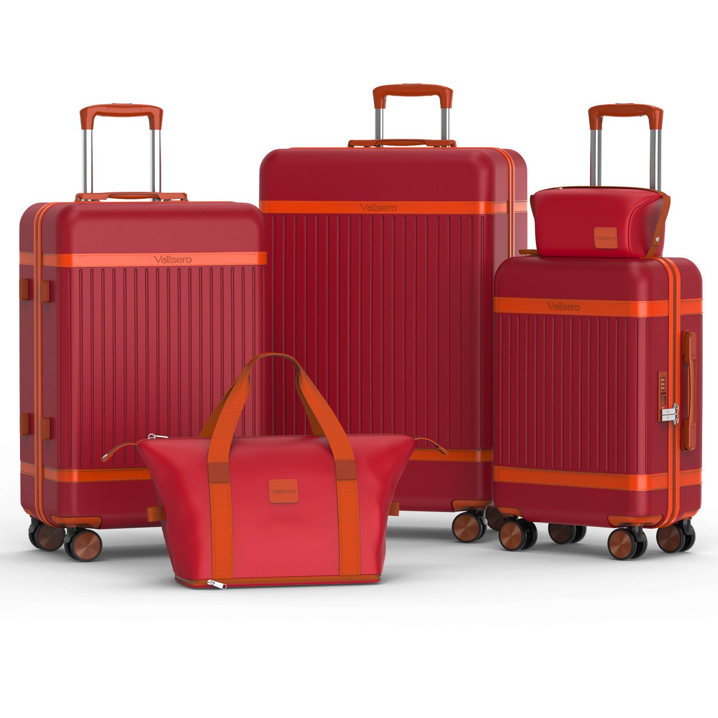 VALLSERO Trolleyset Hartschalen-Koffer set (M, L,XL) Rollkoffer, Reisekoffer, Handgepäck 4 Rollen, ABS-Material, TSA Zollschloss