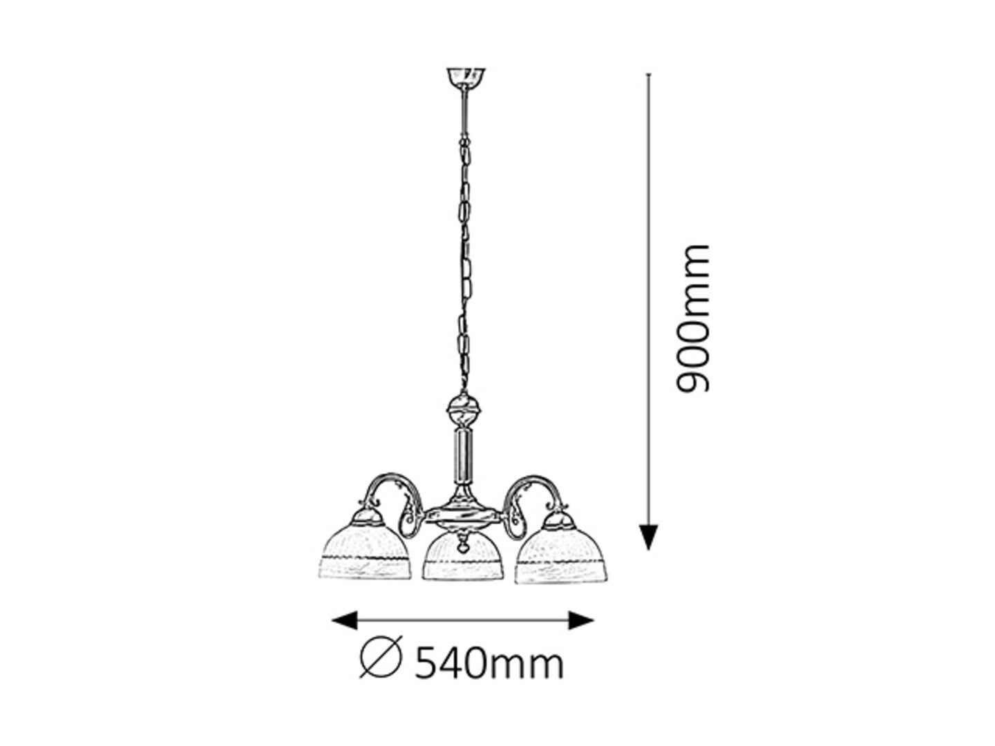 Rabalux Kronleuchter "Flossi" 3-flammig, Metall, weiß, rund, E27, ø540mm