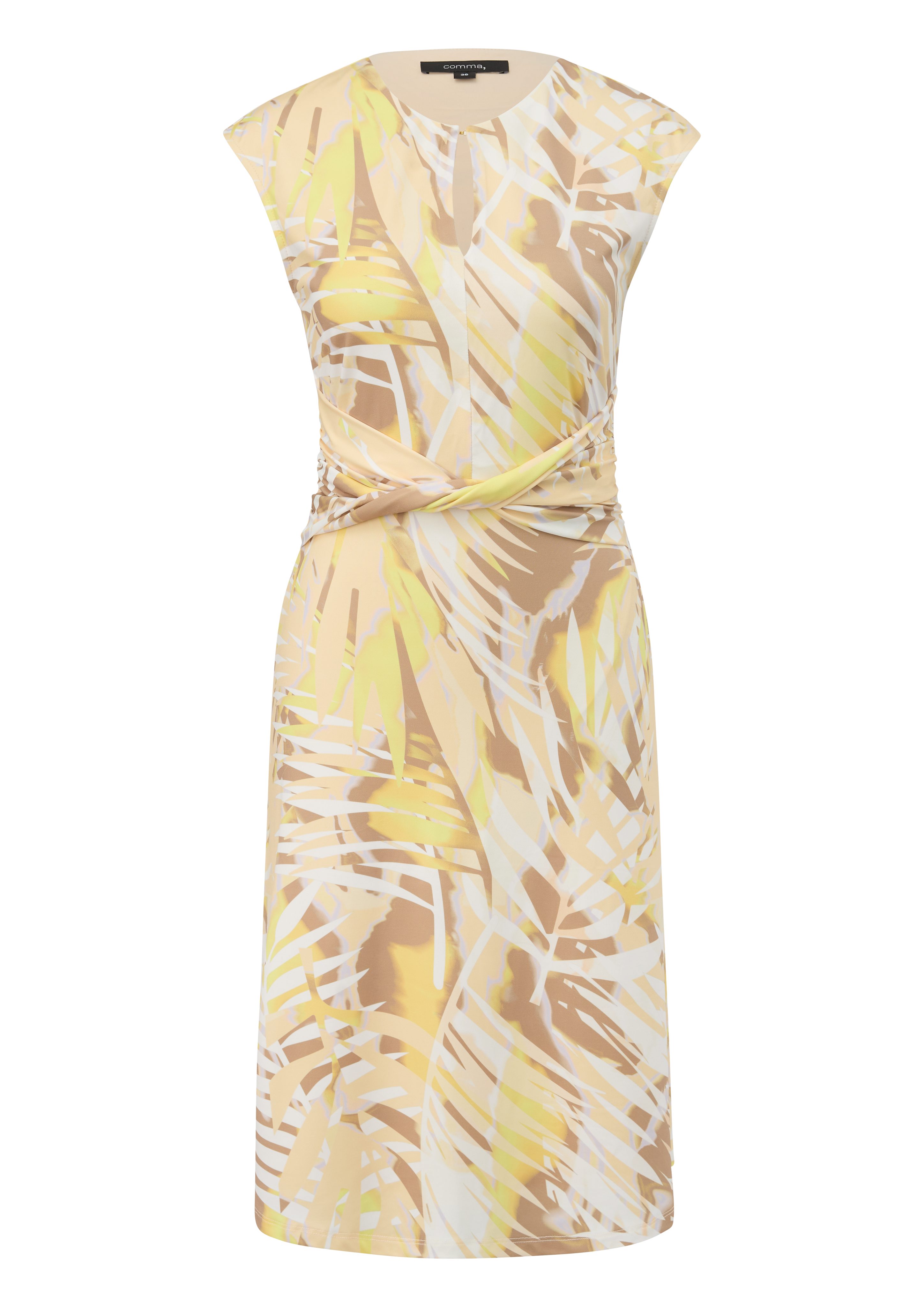Comma Minikleid Kleid mit Riegel-Detail und Kappärmeln Riegel, Teilungsnähte