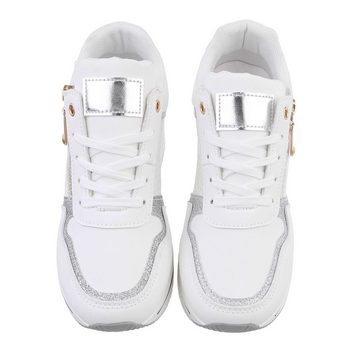Ital-Design Damen Low-Top Freizeit Sneaker (86016571) Keilabsatz/Wedge Sneakers Low in Weiß
