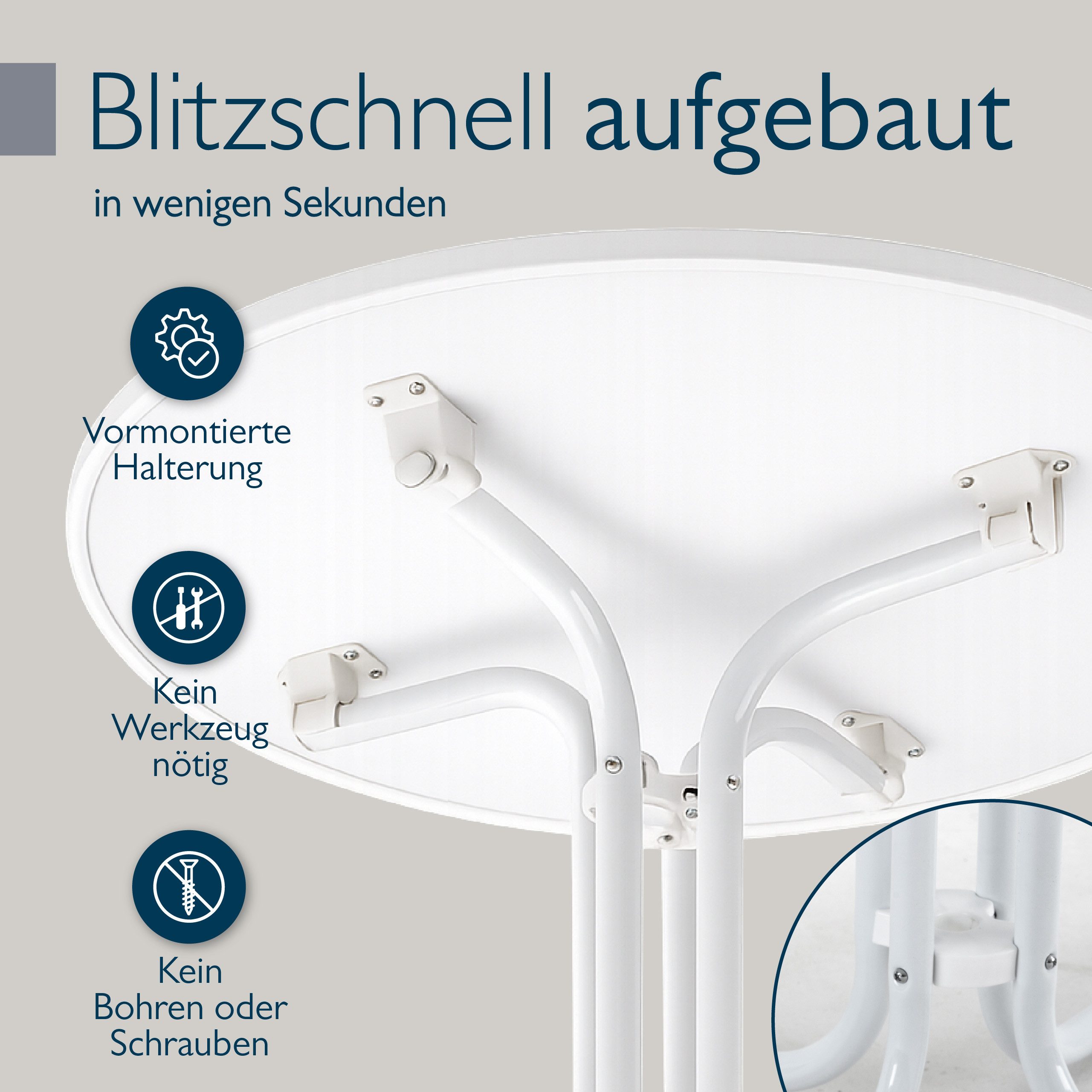 Beautissu Bistrotisch Bistrotisch Bistroni WP Ø80xH70cm Weiß, Campingtisch Partytisch Esstisch Gastro Bistroni