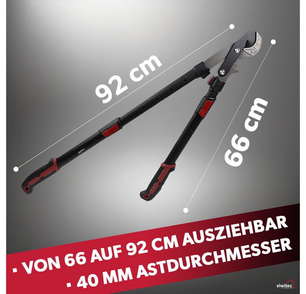 siwitec Astschere Getriebe-Teleskop-Astschere SG-23, Amboss Klinge, Aluminiumgriff