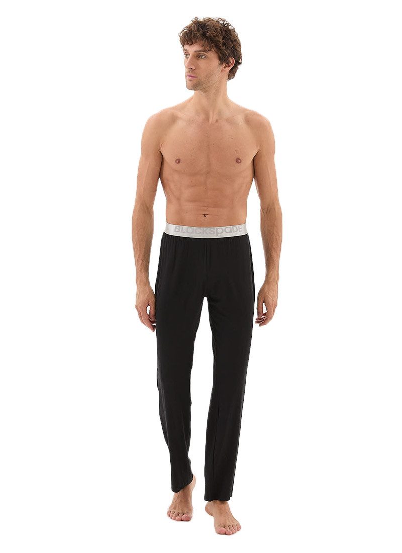 BlackSpade Pyjamahose Herren Modal Schlafhose Silber 9304 - Schwarz