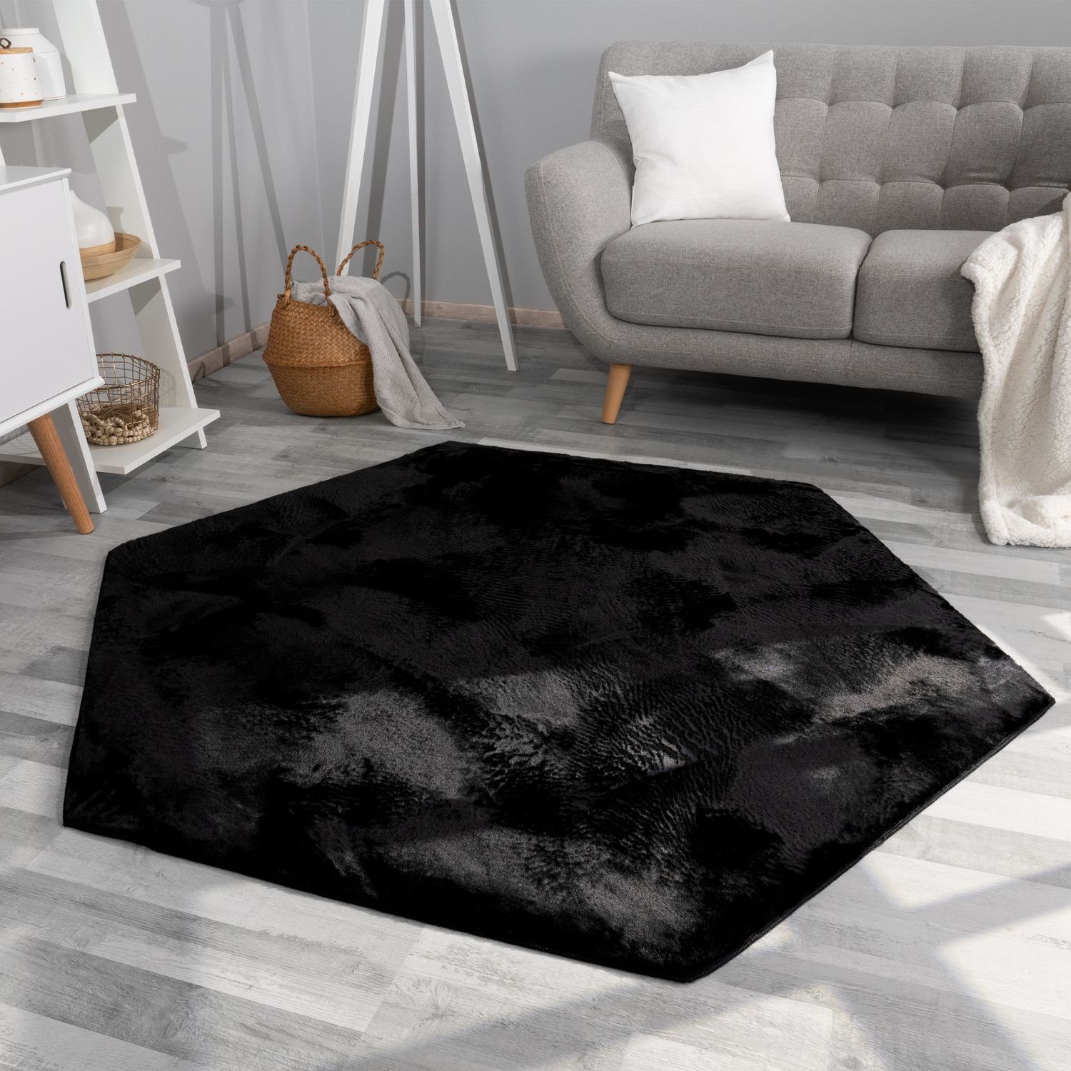 Fellteppich Wohnzimmer Hochflor Teppich Kunstfell Modern Unifarben  Flauschig Weich, TT Home, rechteckig, Höhe: 4 mm