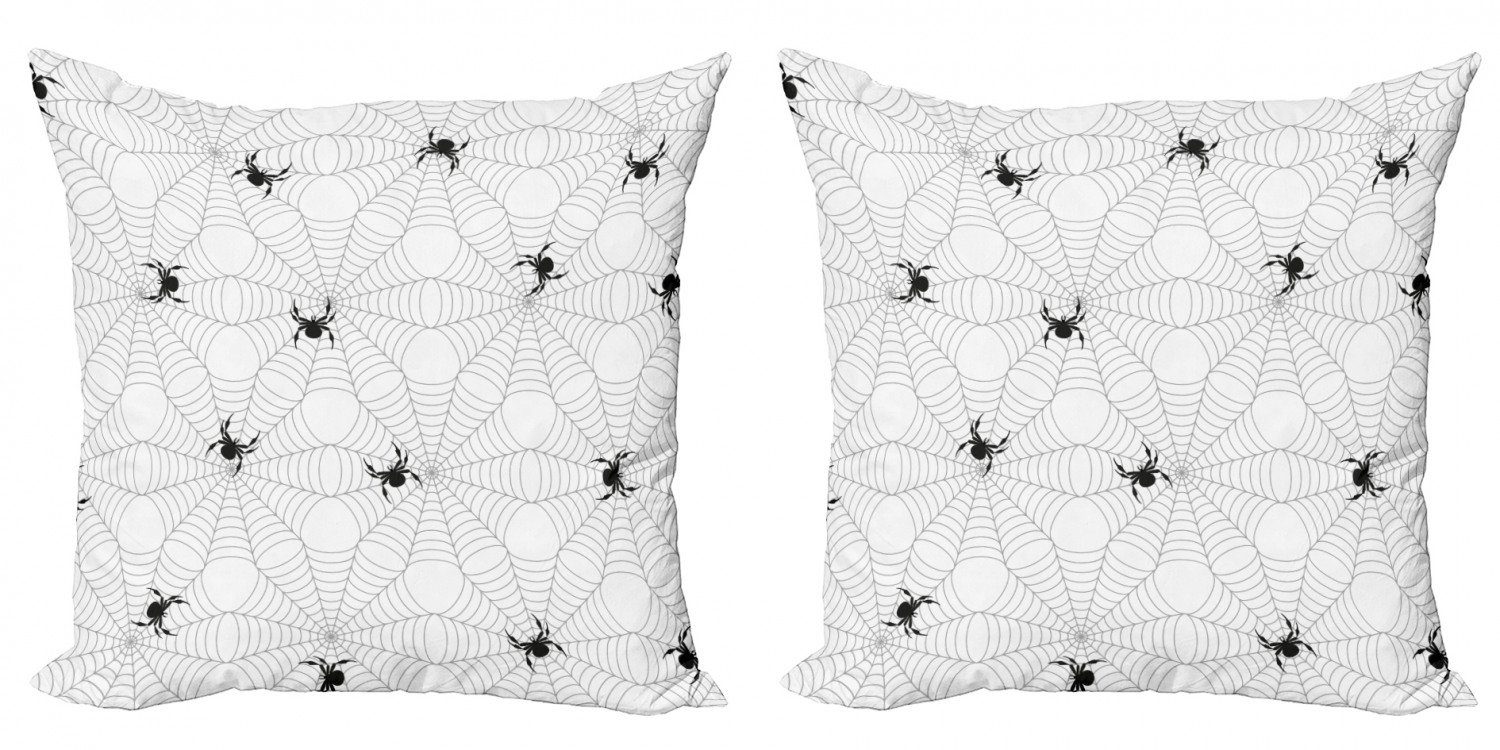 Kissenbezüge Modern Accent Doppelseitiger Digitaldruck, Abakuhaus (2 Stück), Spinnennetz Schwarz Insektennetz